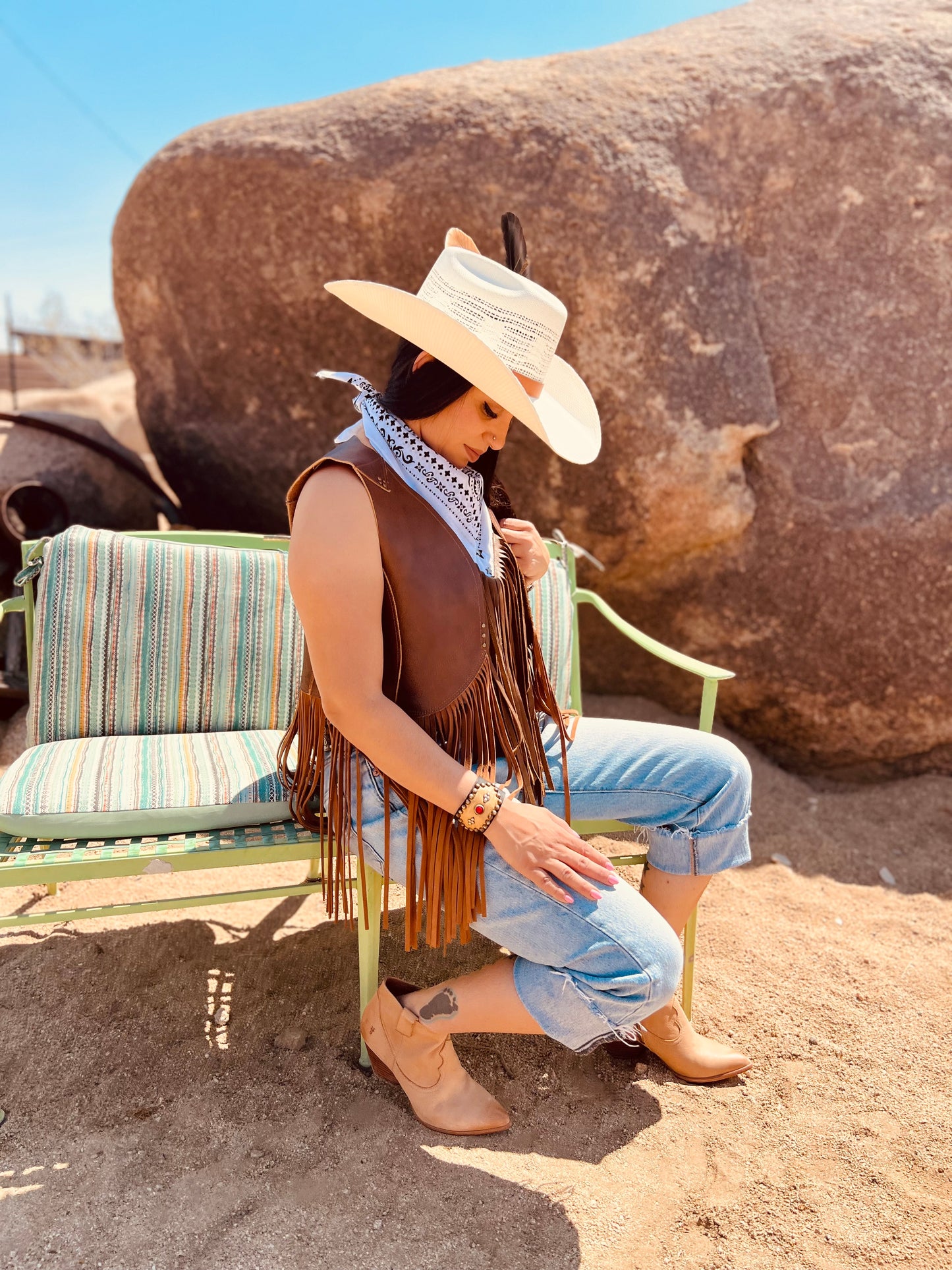 Dust Bowl Darling Leather Fringed Vest