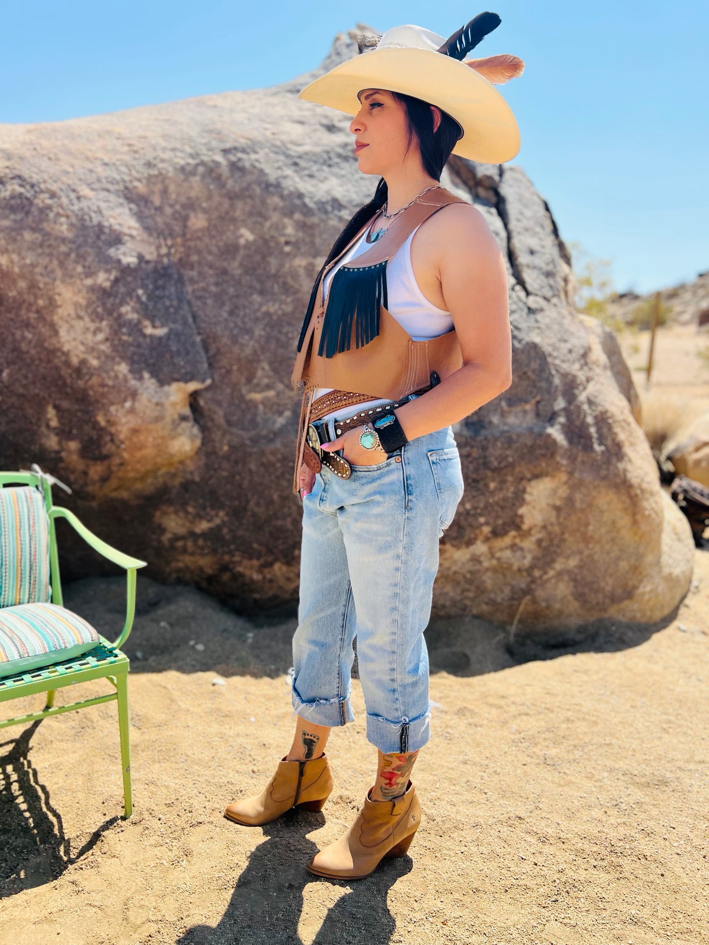 The “Wild Back Bronc Vest” Leather Fringed