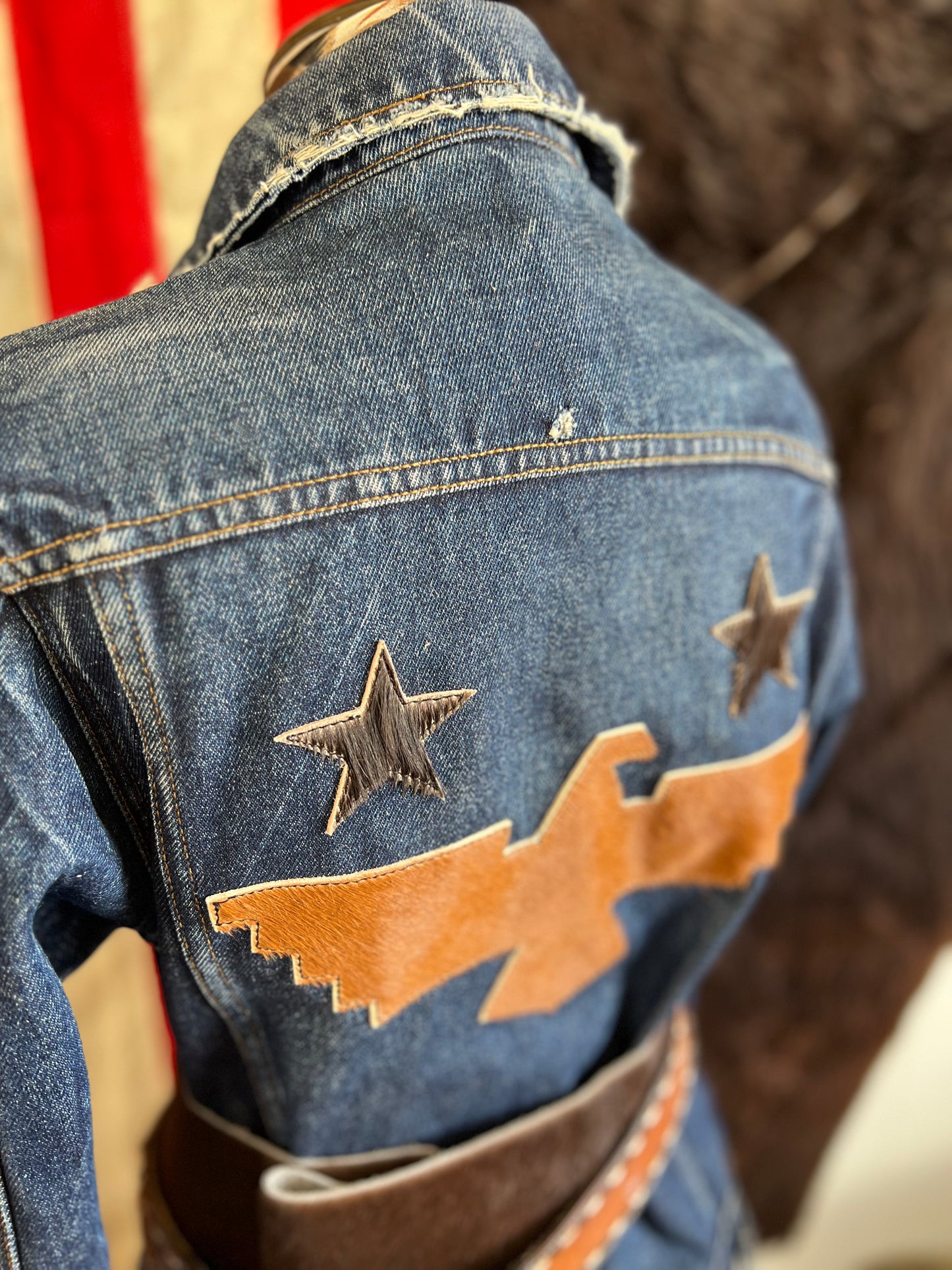 Desert Blazer Denim Jacket Firebird Patchwork