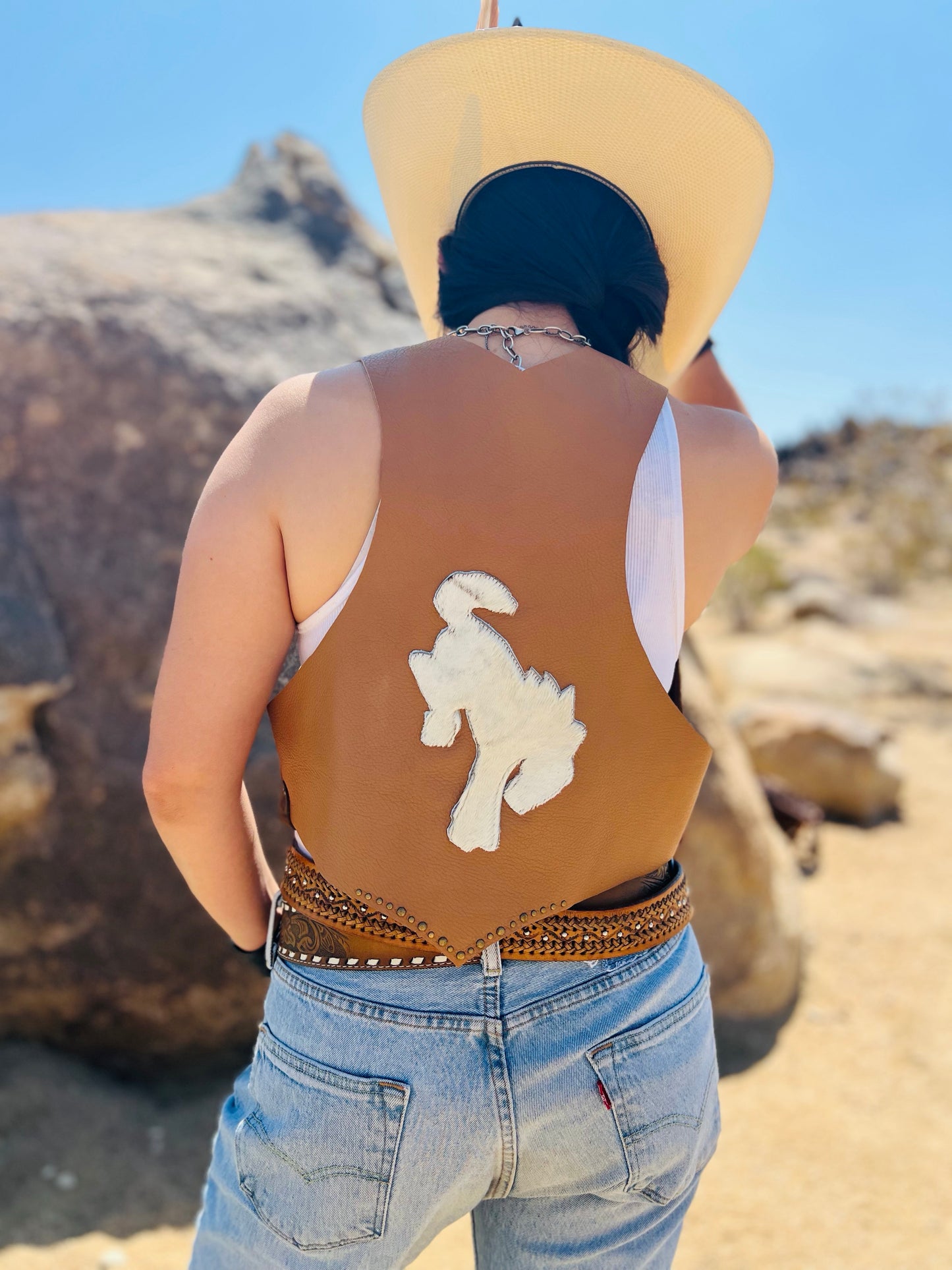 The “Wild Back Bronc Vest” Leather Fringed
