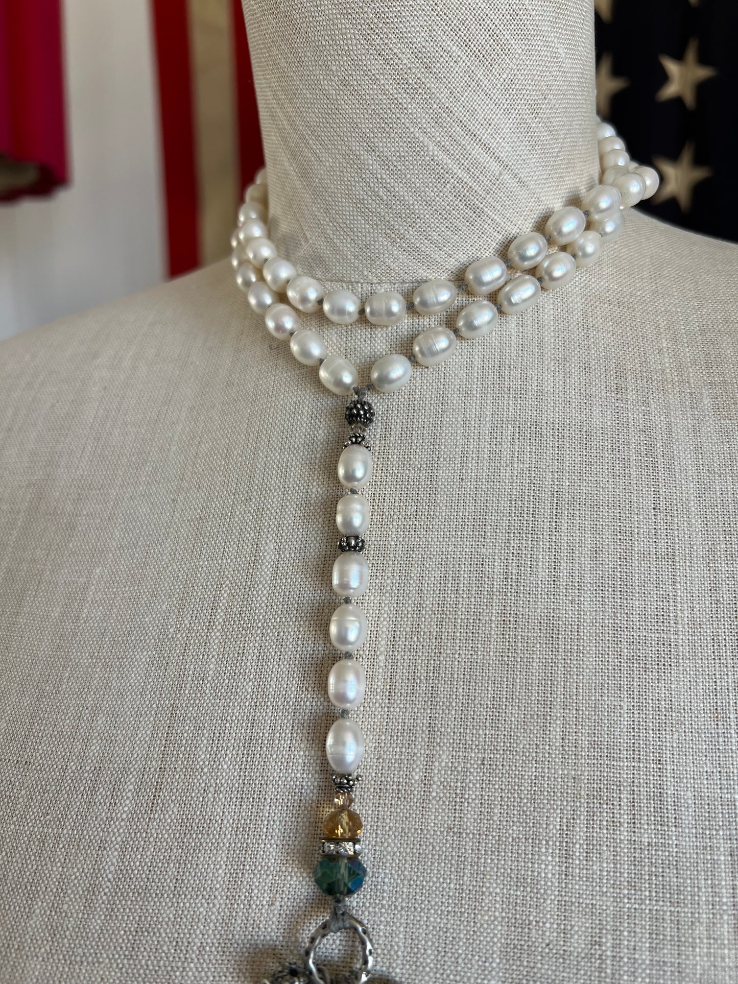 Vintage Reigious Relic Freshwater Pearl Rosary Nun Cross