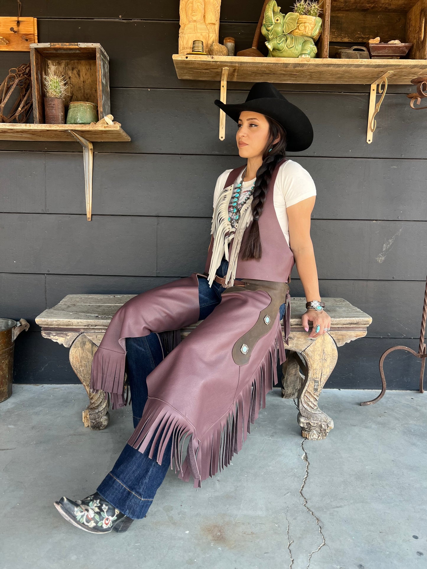 The Thunderbird Wild Back Vests - Bone Fringe