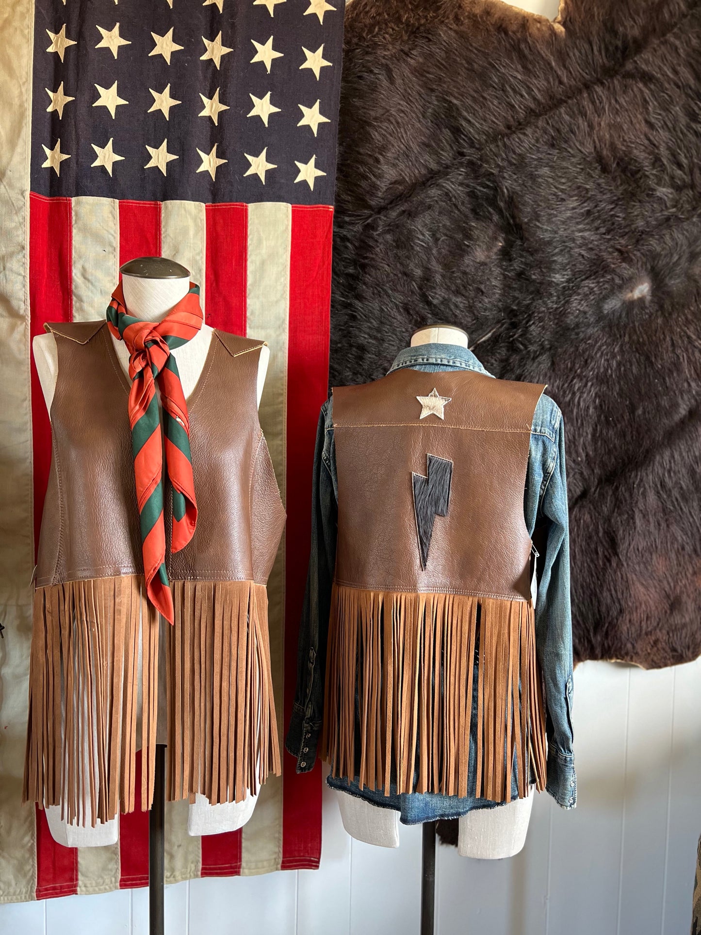 Leather Custom Fringe Cowhide Vest