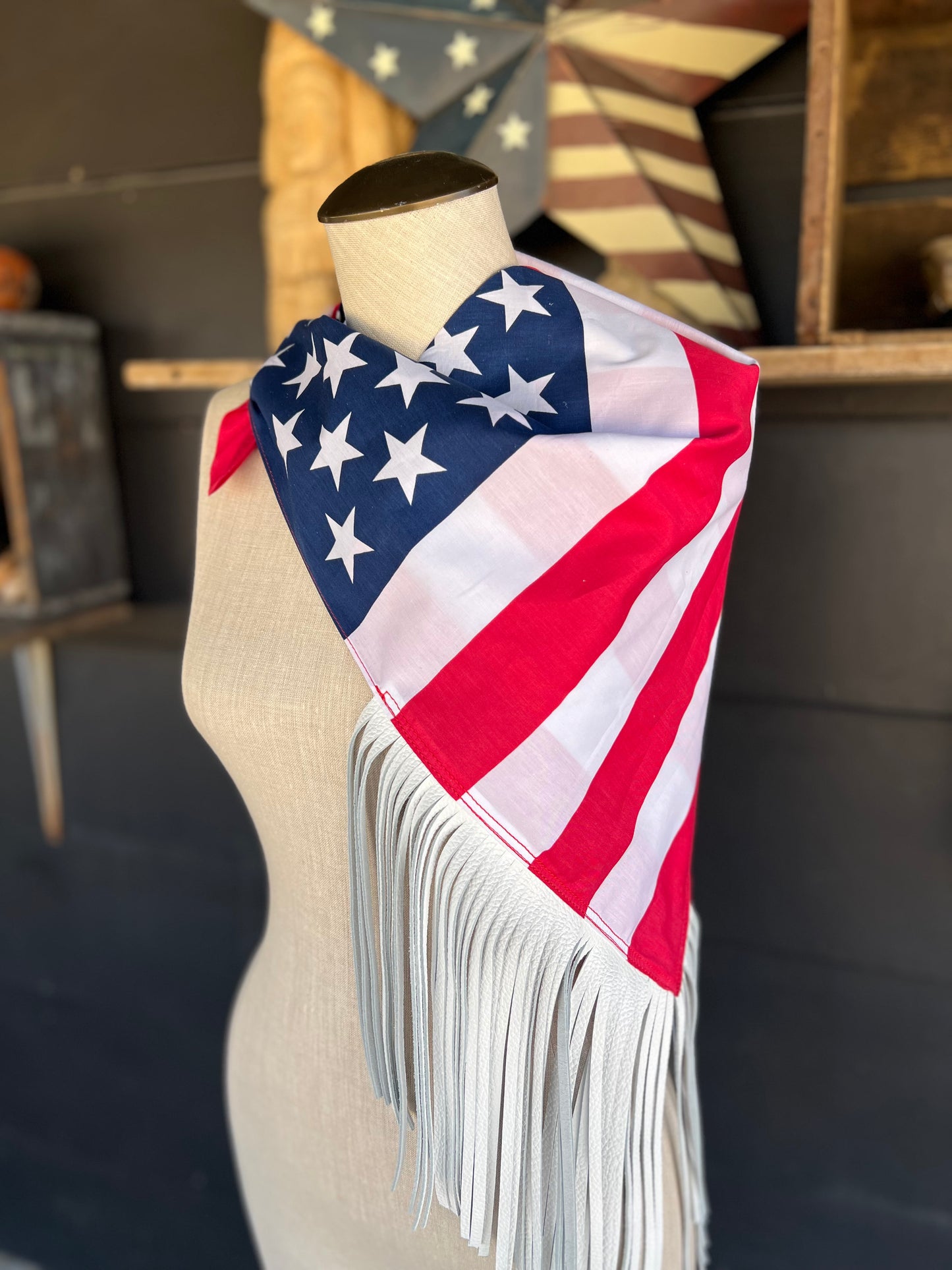 “Limited Edition 1776 Wild American Collection” Desert Dusted Fringe Flag Bandana