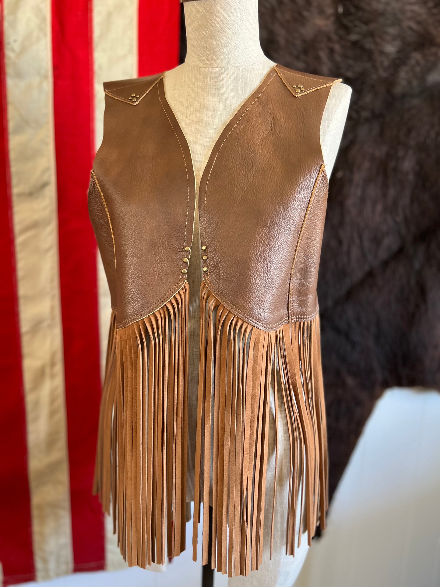 Leather Custom Fringe Cowhide Vest
