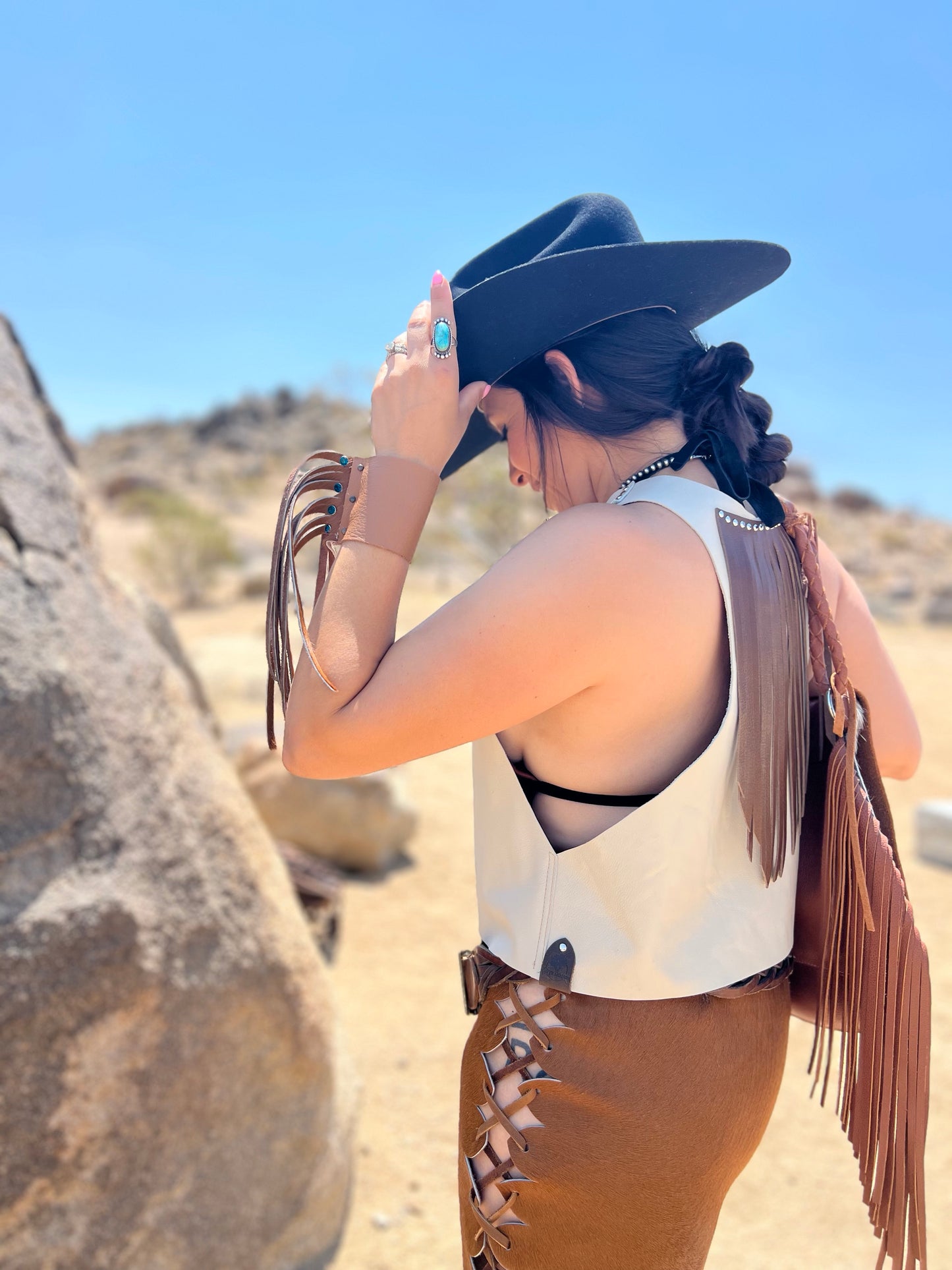 The “Wild Back Vest” Leather Fringed