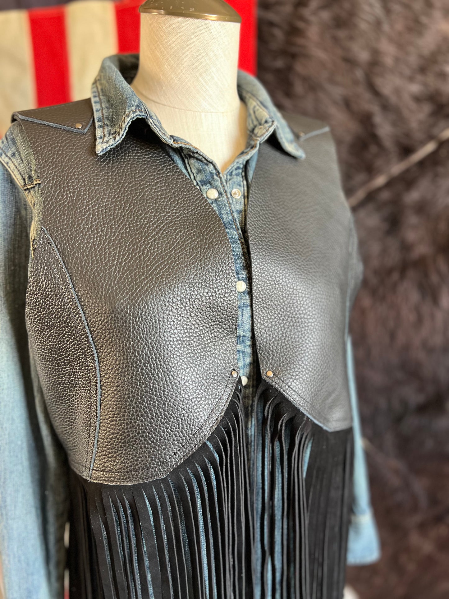 Leather Firebird Custom Fringe Cowhide Vest
