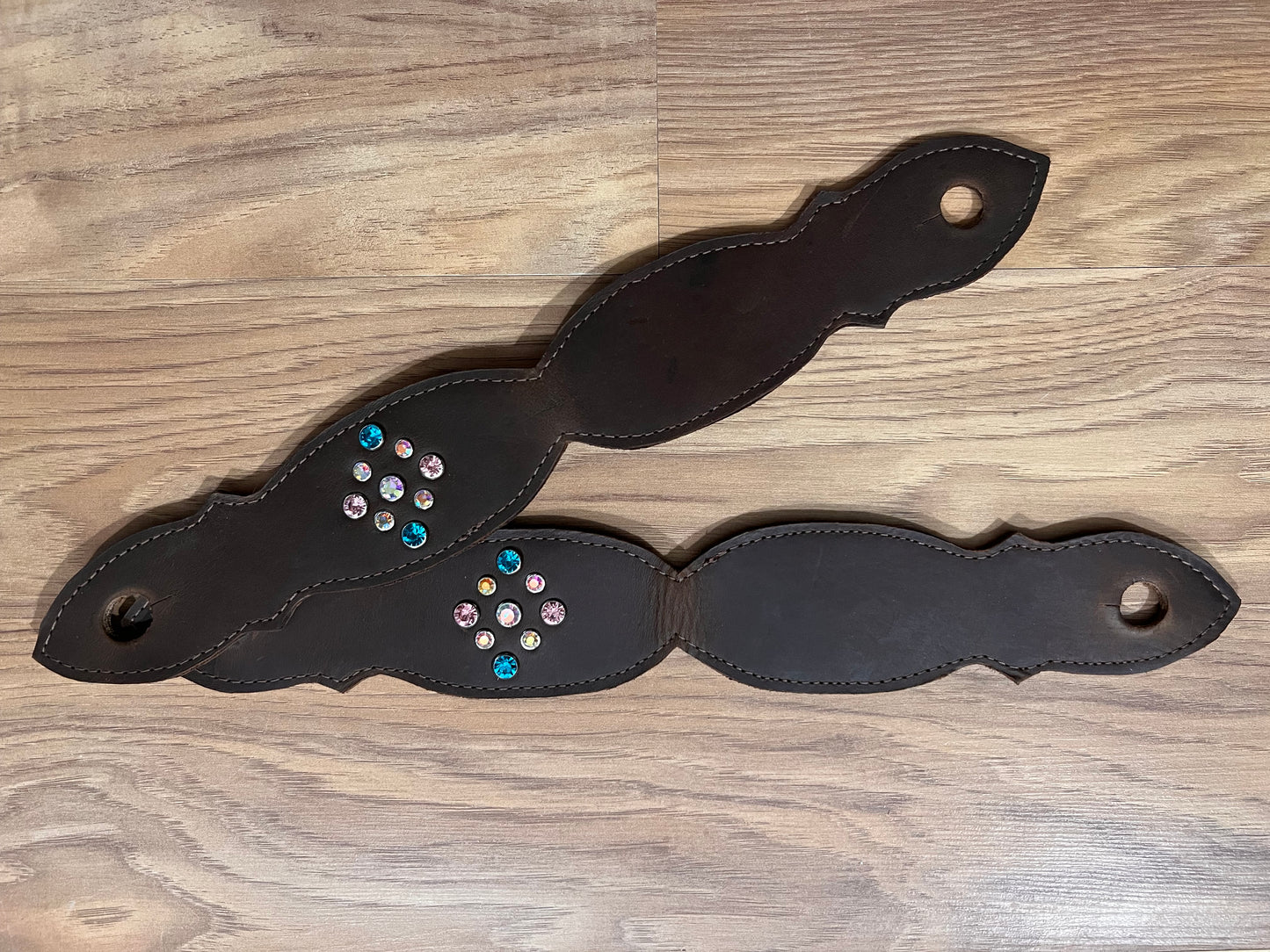 Mecate or Loop Reins Handmade Leather Rhinestone Slobber Straps for Horses