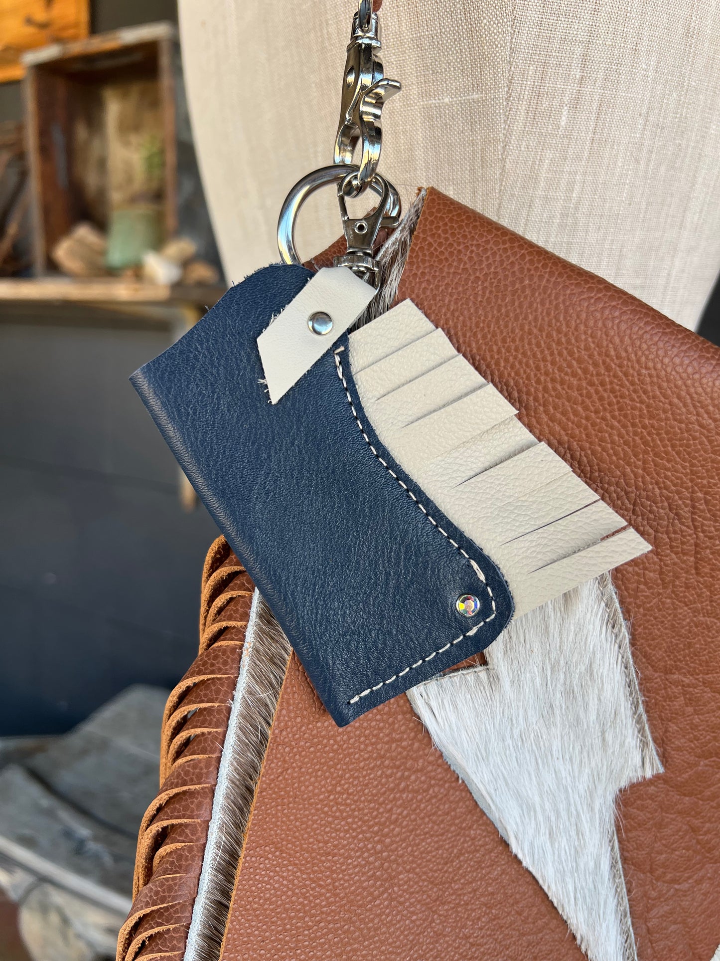 “CHAPS” Stick Keychain Leather Handbag Charm