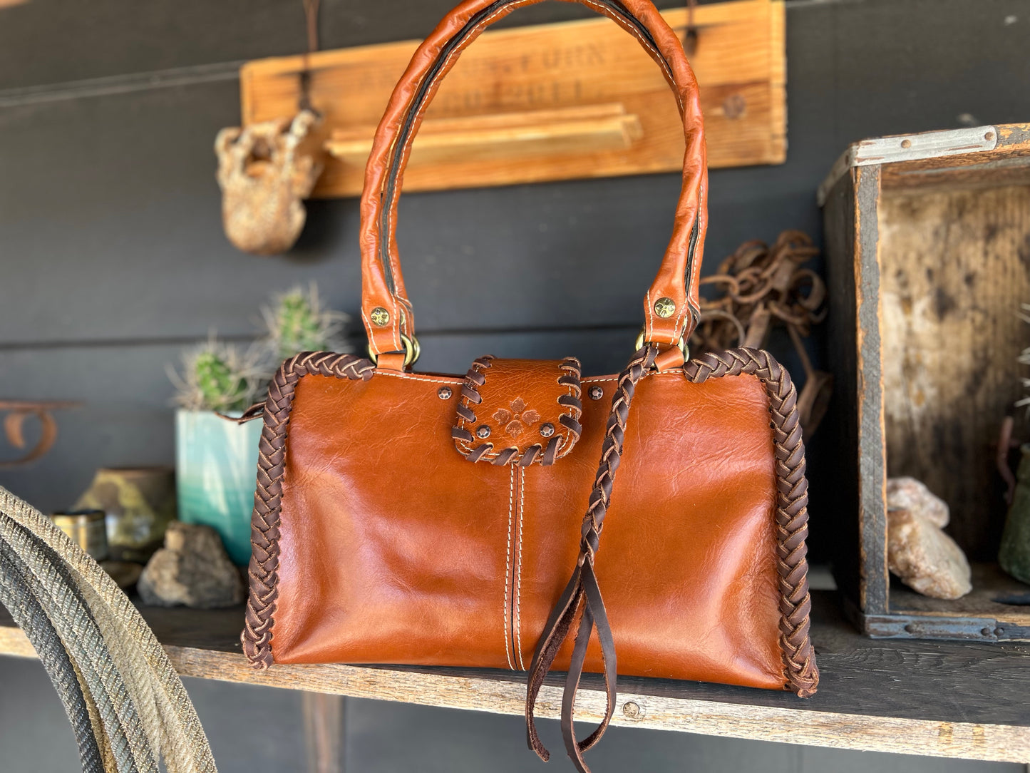 Patricia Nash Leather Desert-Laced Detail Handbag