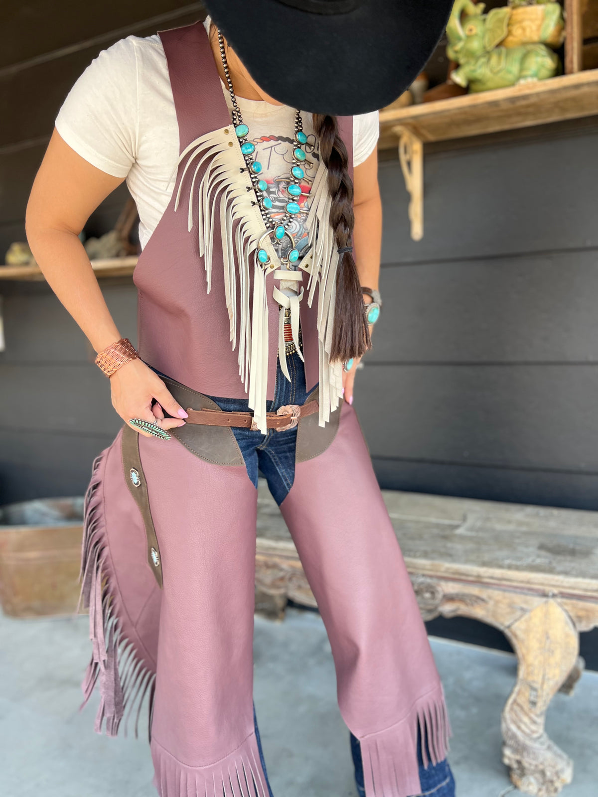 Thunderbird Purple Leather Vest