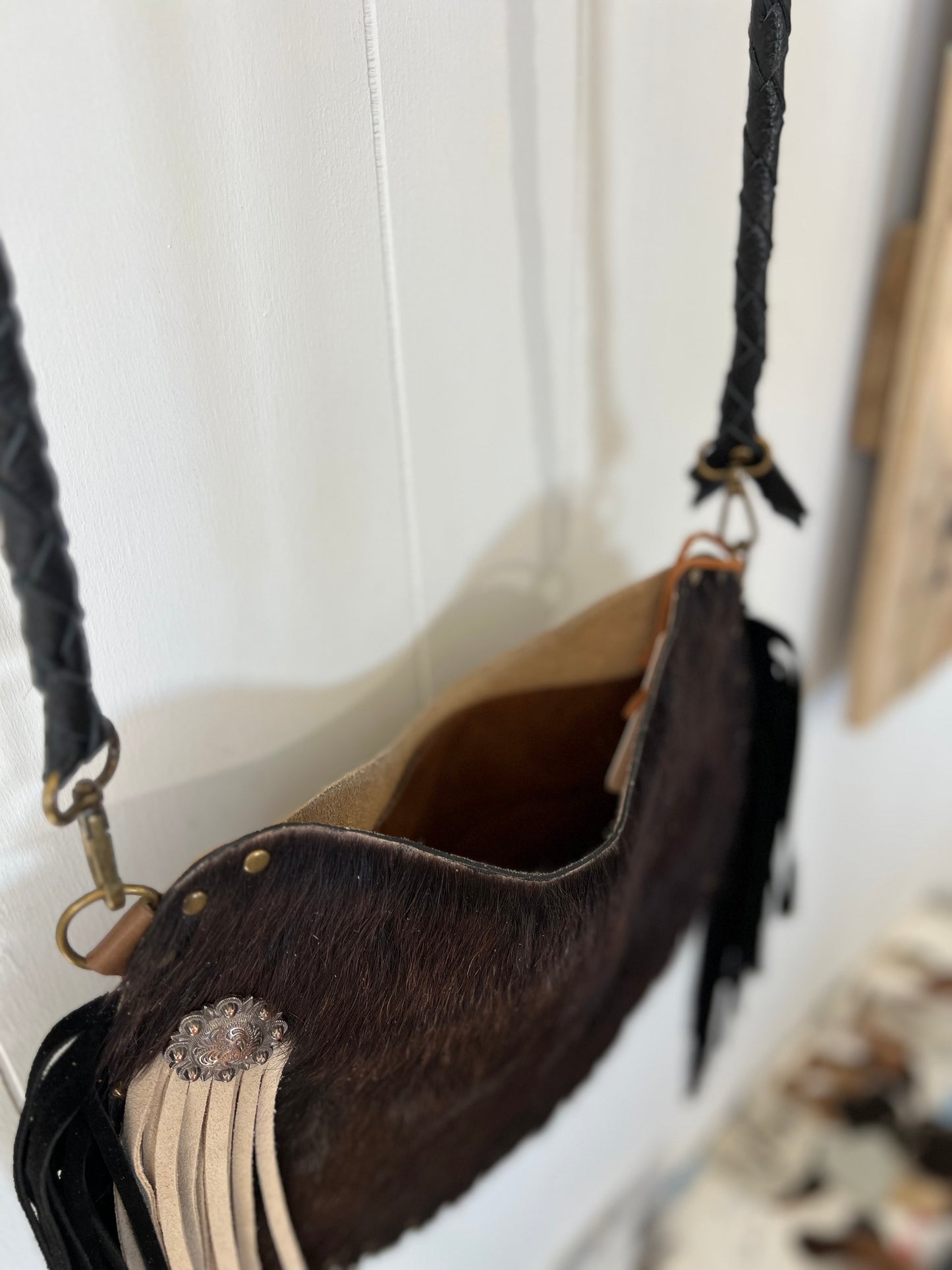 MOON Cowhide Tan Leather Handbag
