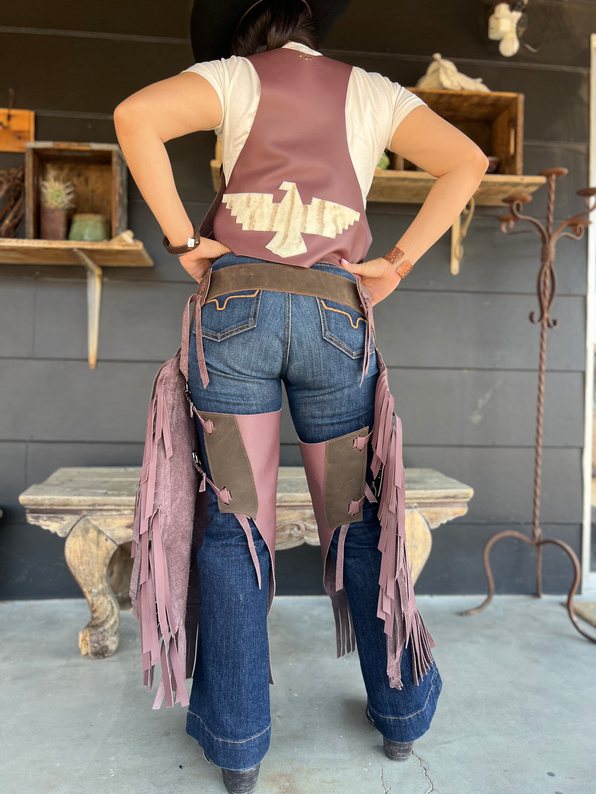 Thunderbird Purple Leather Vest