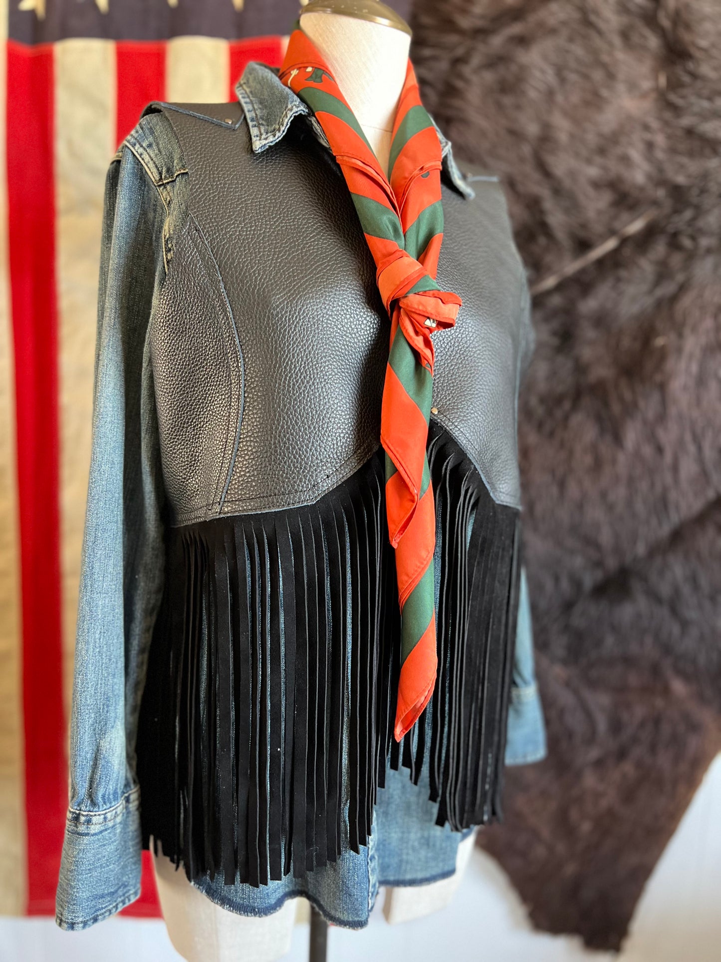 Leather Firebird Custom Fringe Cowhide Vest