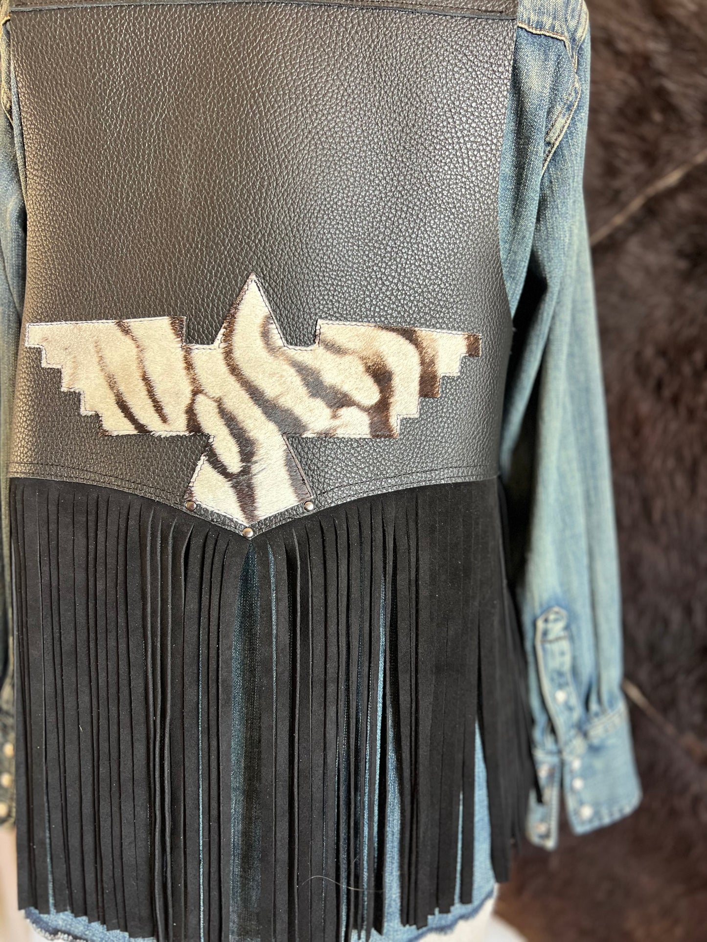 Leather Firebird Custom Fringe Cowhide Vest