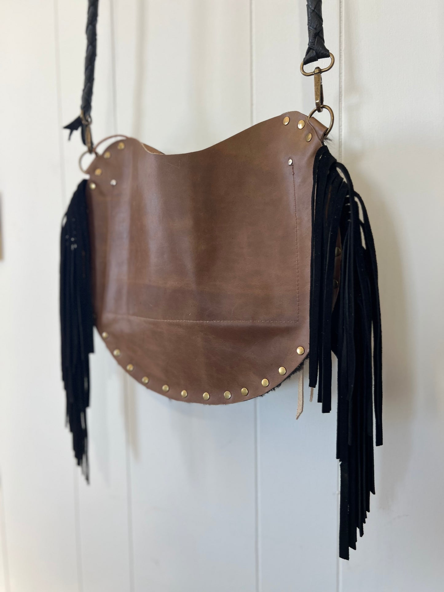 MOON Cowhide Tan Leather Handbag
