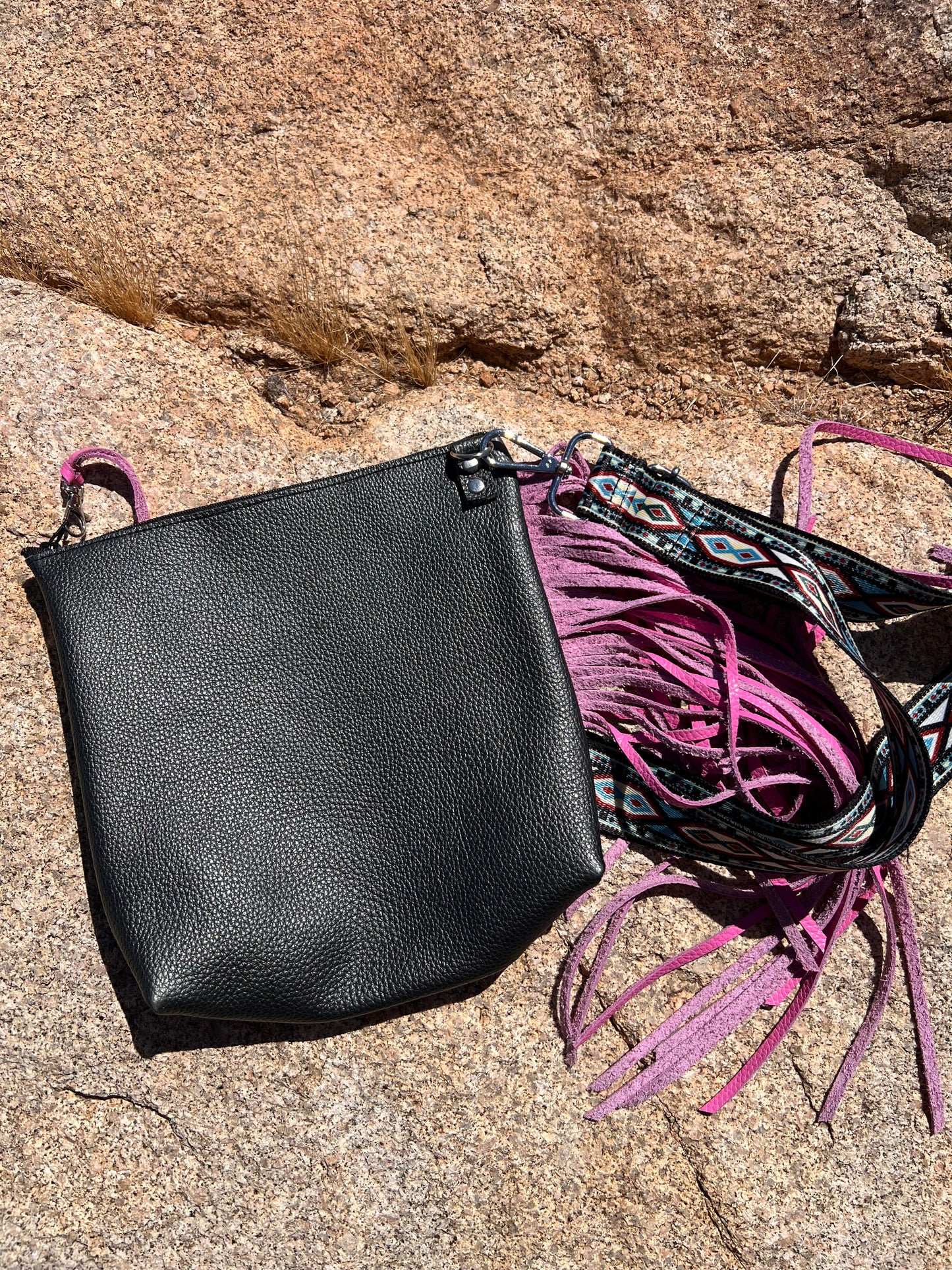 “The Desert Riot” Leather Pink Fringe Handbag