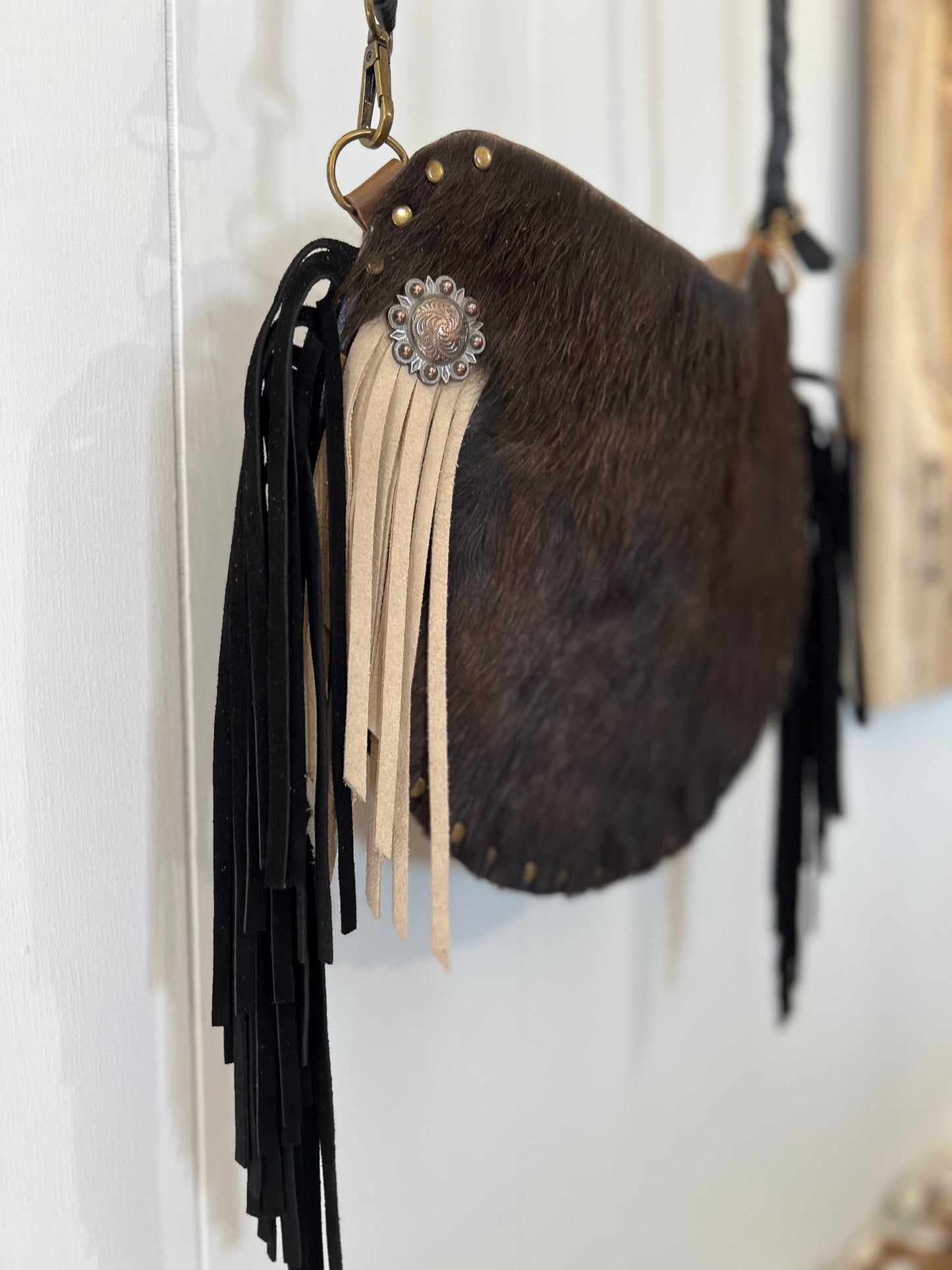 MOON Cowhide Tan Leather Handbag