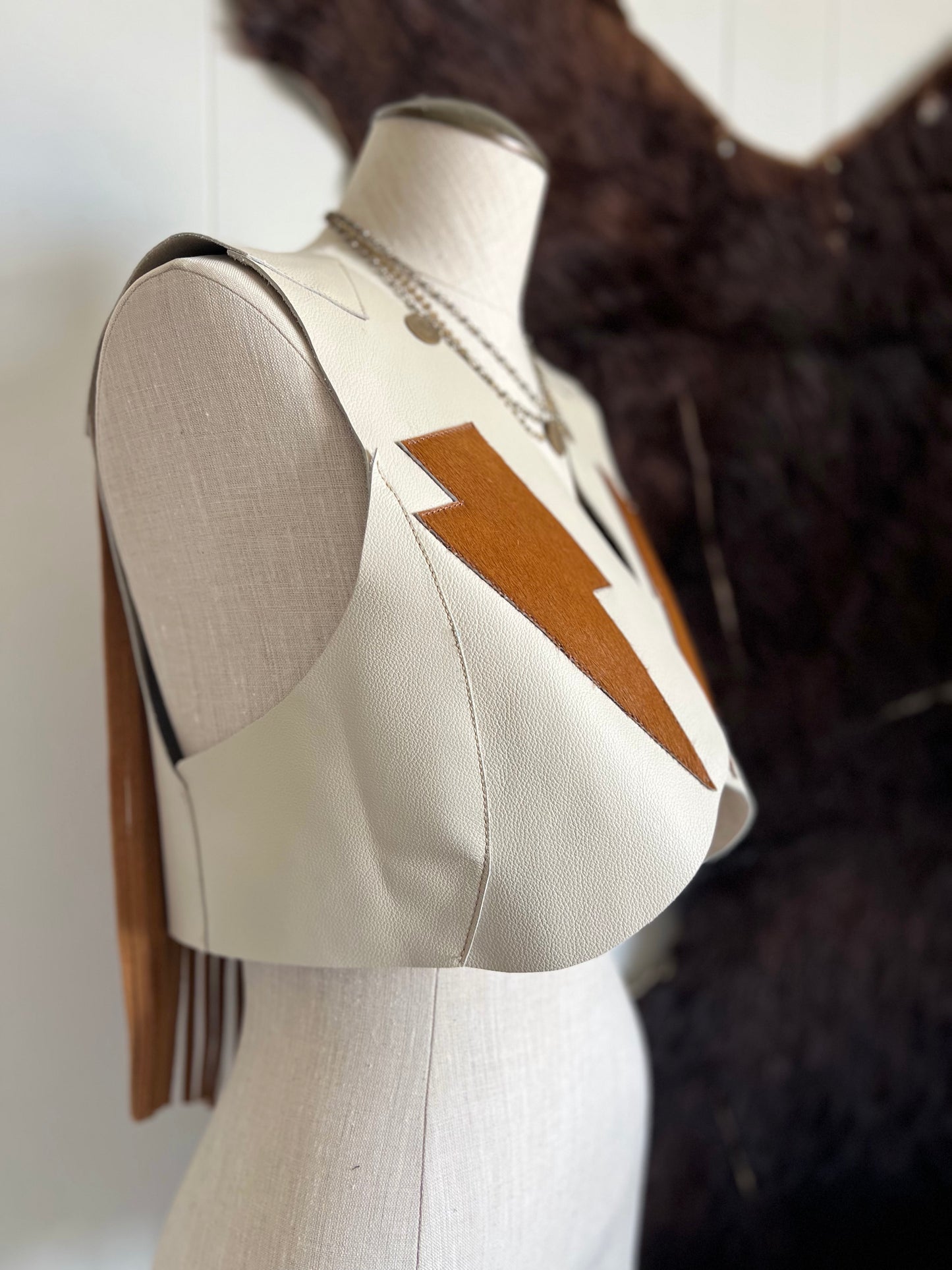 The “Wild Back” Vest Leather Fringe Dirty Mojave Leather