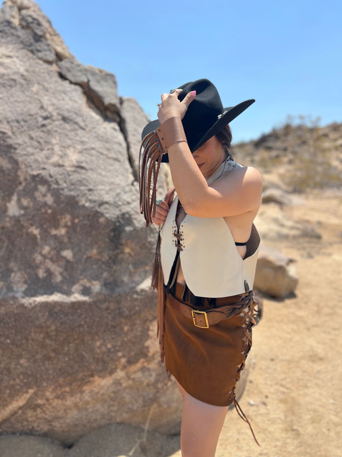 The “Wild Back Vest” Leather Fringed