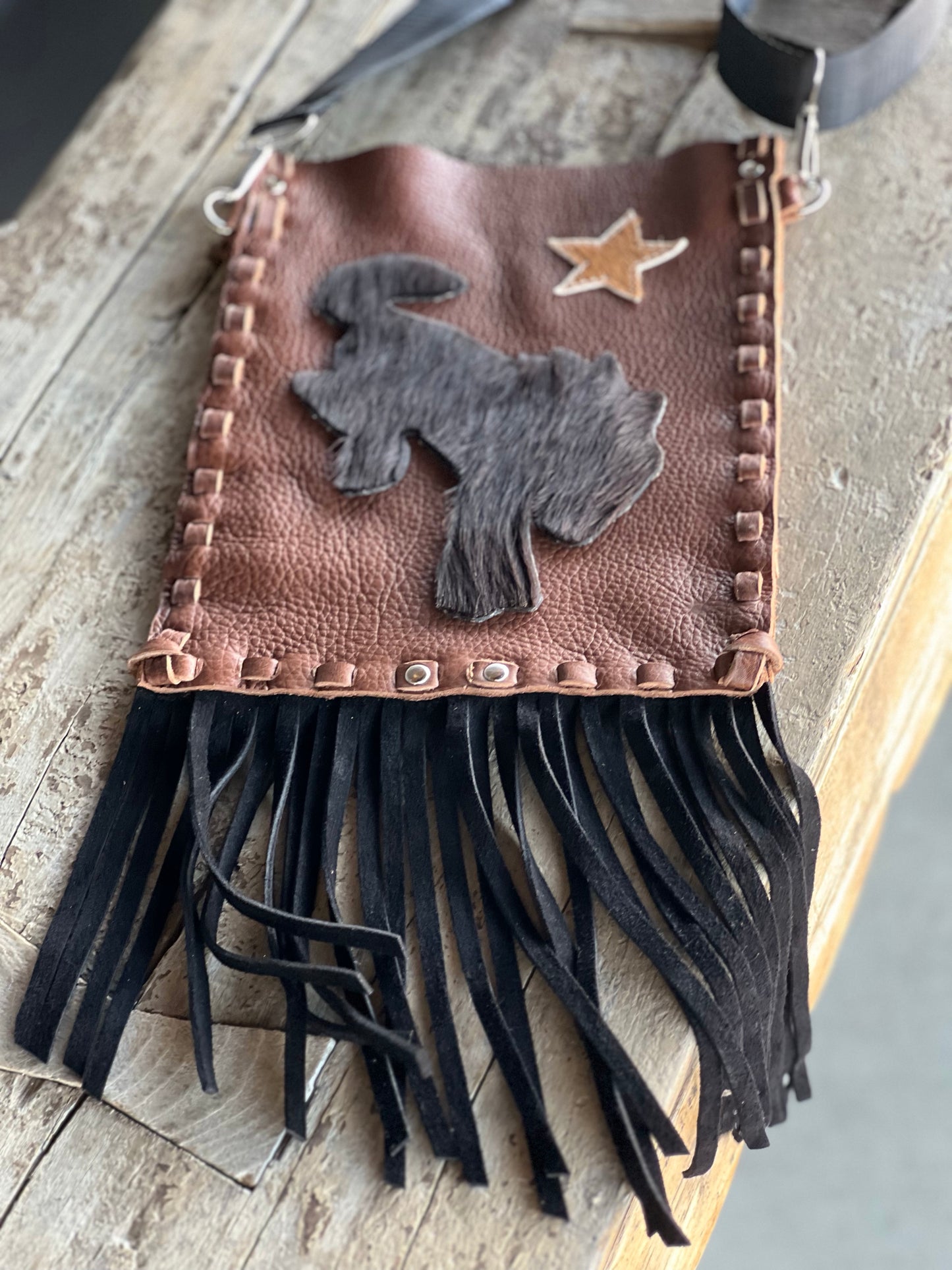 Mustang Bronco Hand Braided Leather Crossbody Bag
