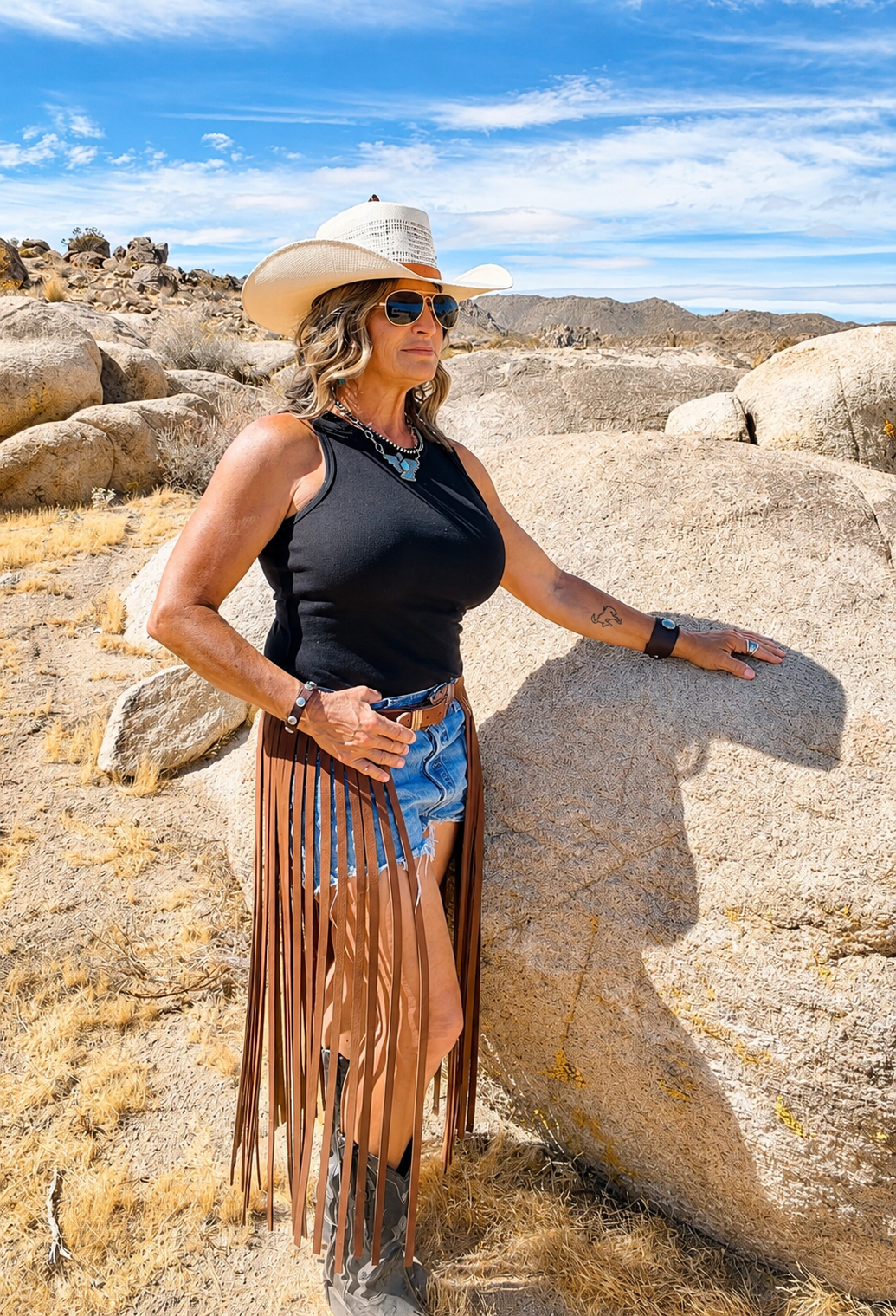 The Badlands Fringe Leather Skirt