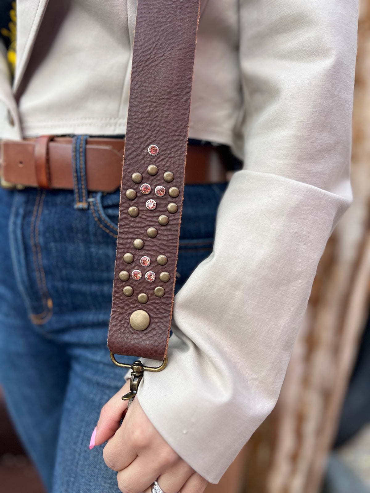 The High Desert Leather Embellished Handbag Strap