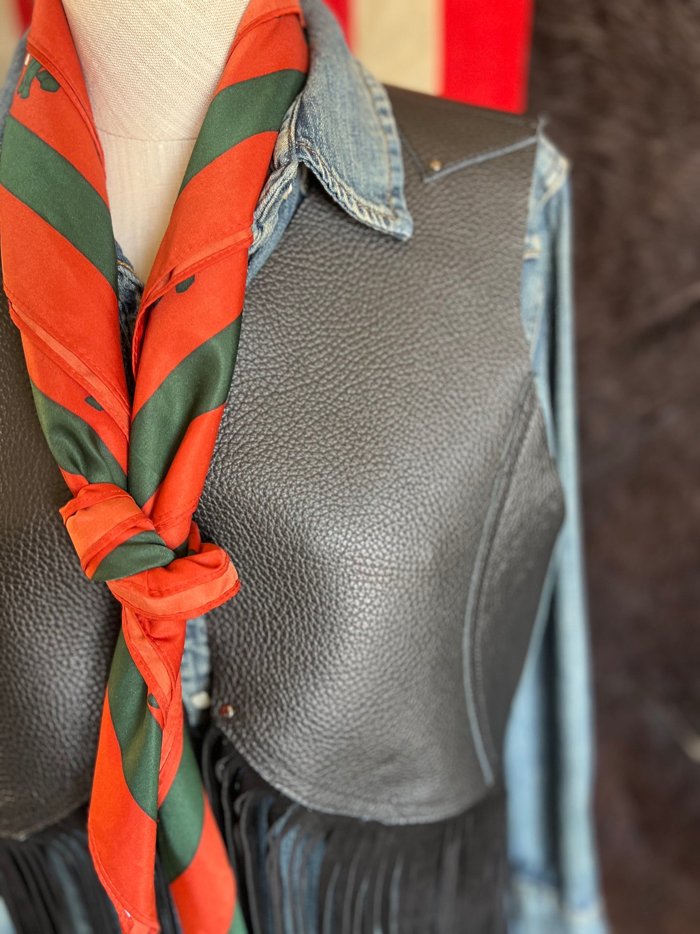 Leather Firebird Custom Fringe Cowhide Vest