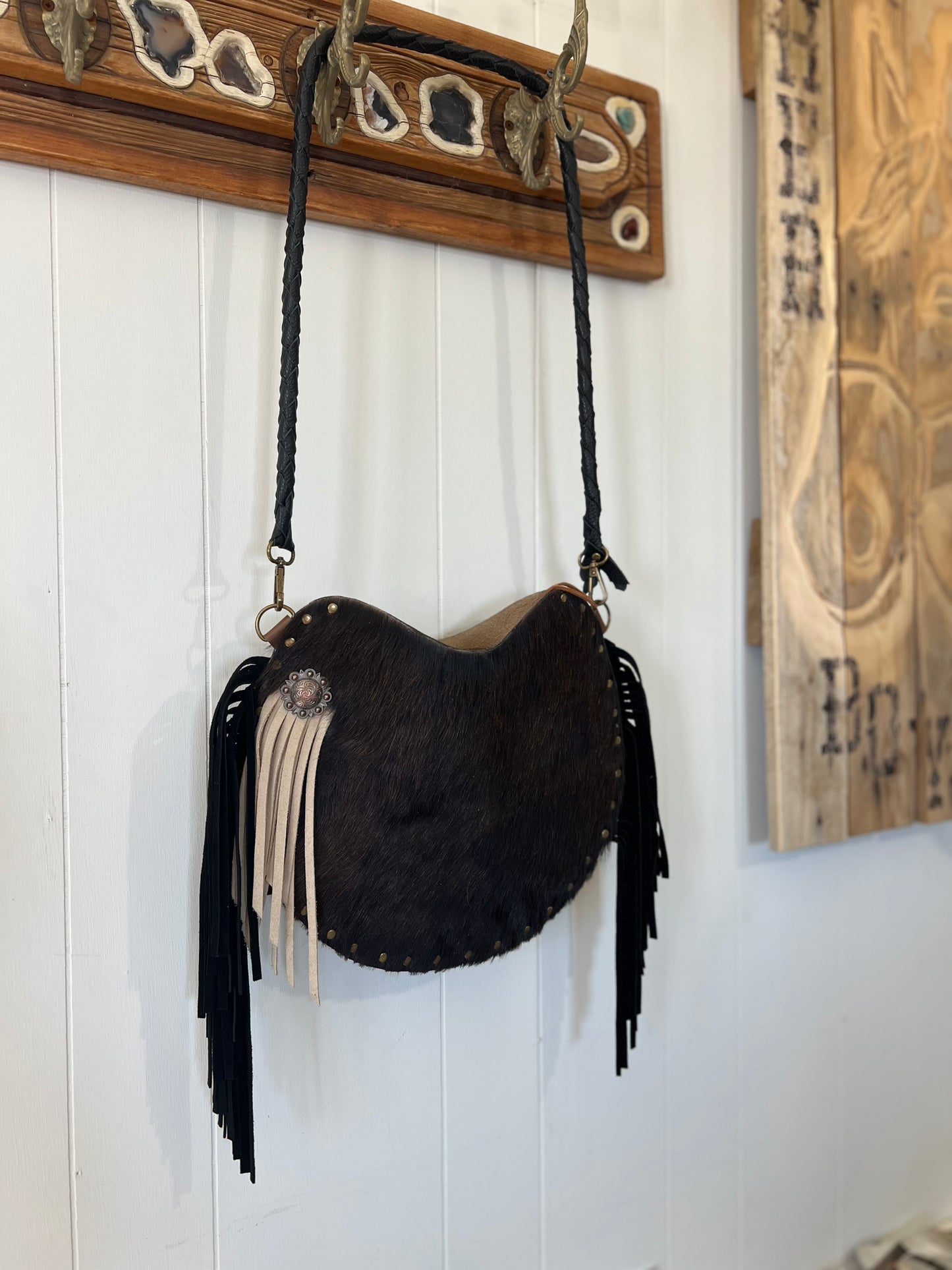 MOON Cowhide Tan Leather Handbag