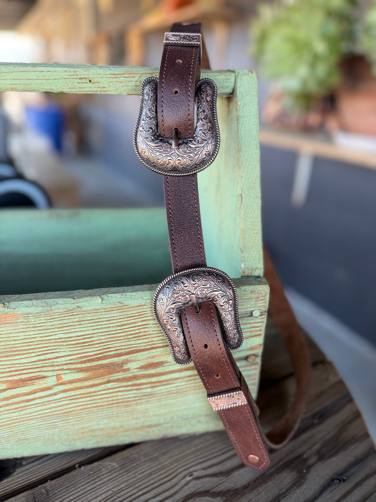 Ranch House Double Buckle Brown Leather Belt