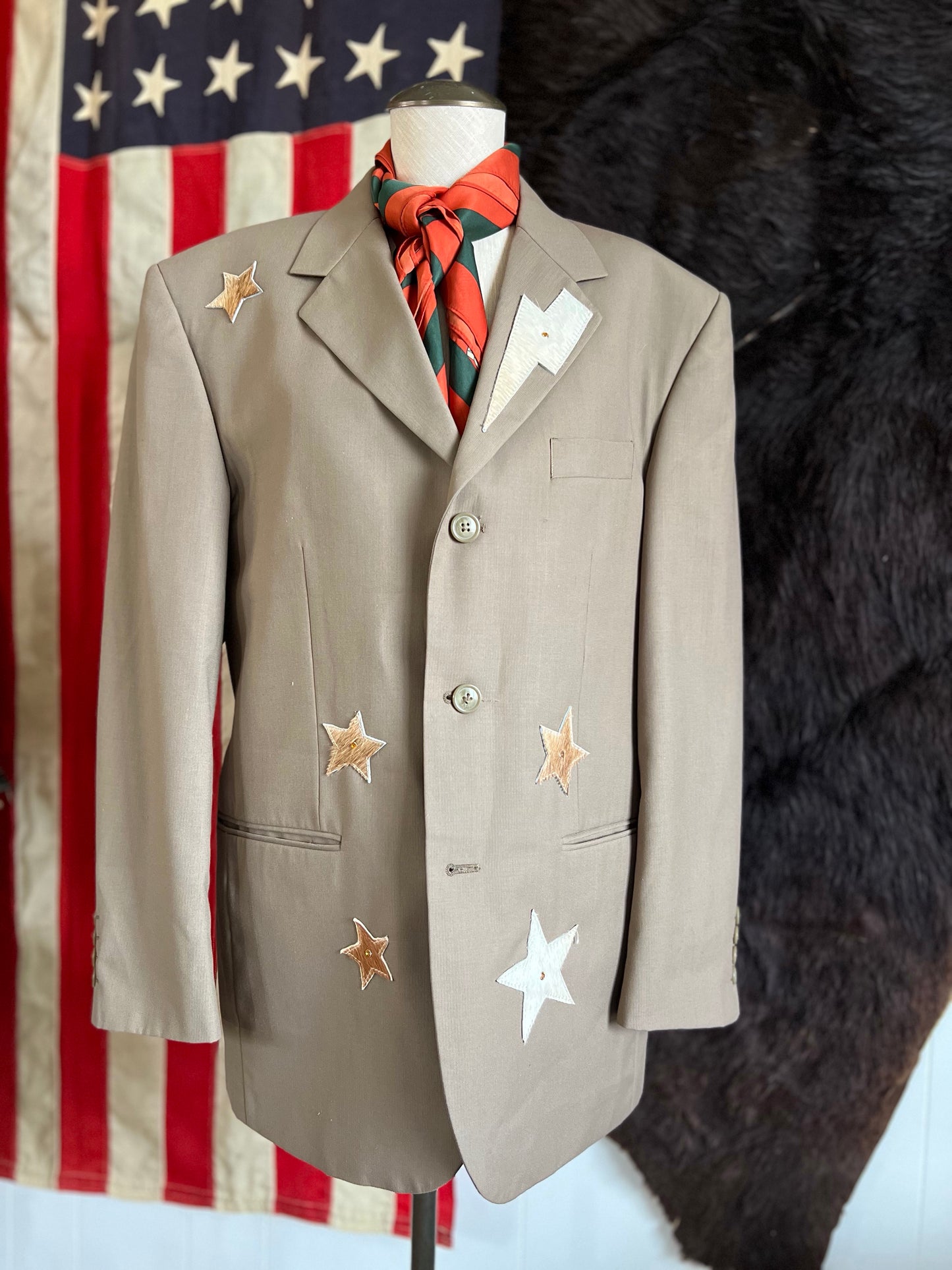 Tan Desert Blazer Cowhide Stars Horse Head and Shoe Cowhide Patches