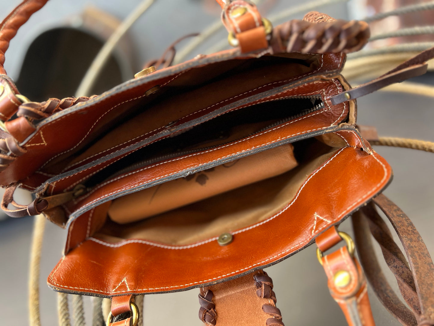 Patricia Nash Leather Desert-Laced Detail Handbag