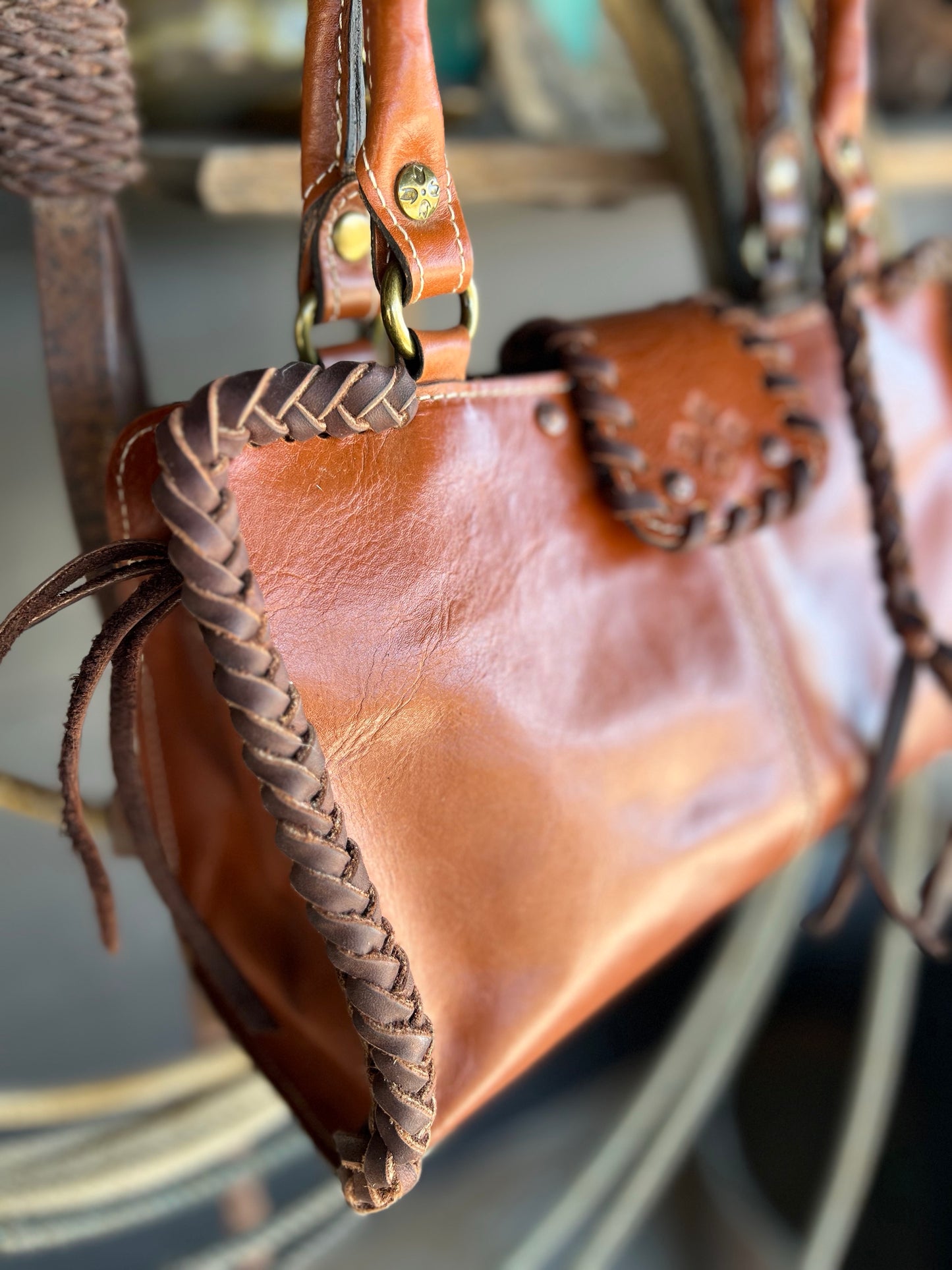 Patricia Nash Leather Desert-Laced Detail Handbag
