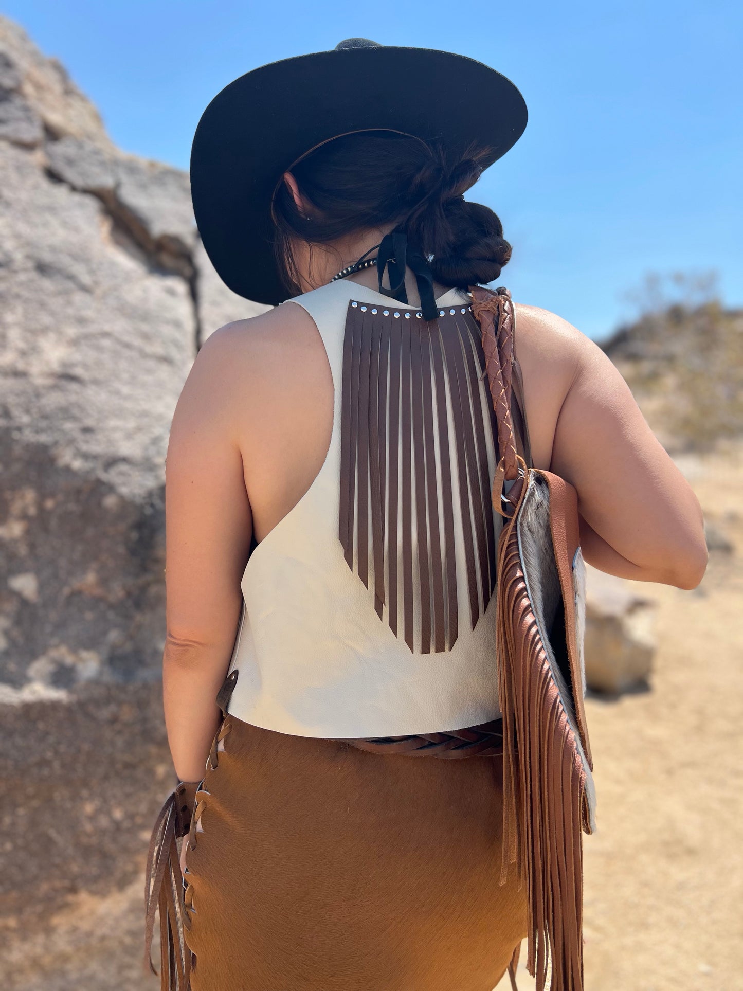 The “Wild Back Vest” Leather Fringed