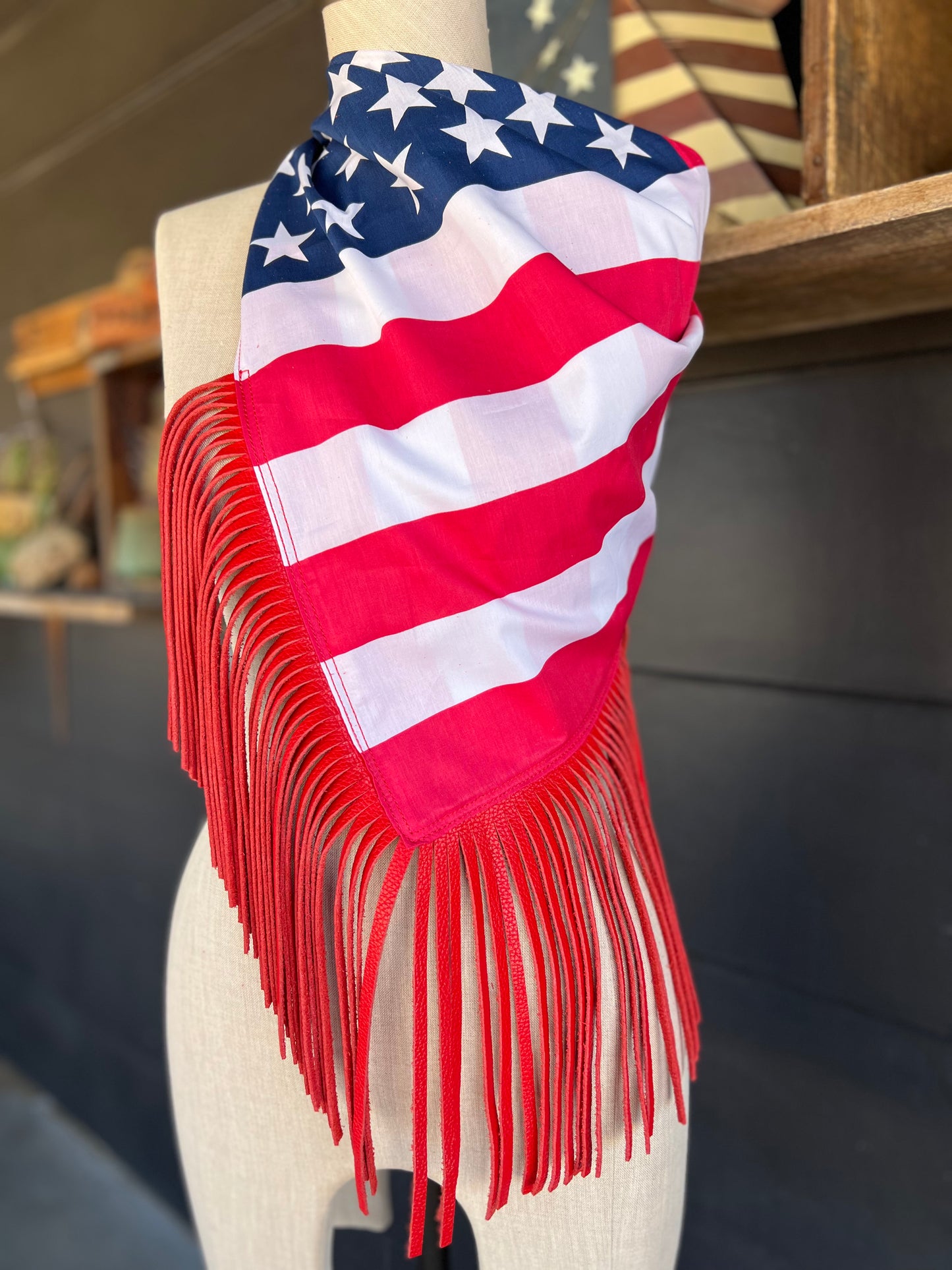 “Limited Edition 1776 Wild American Collection” Desert Dusted Fringe Flag Bandana