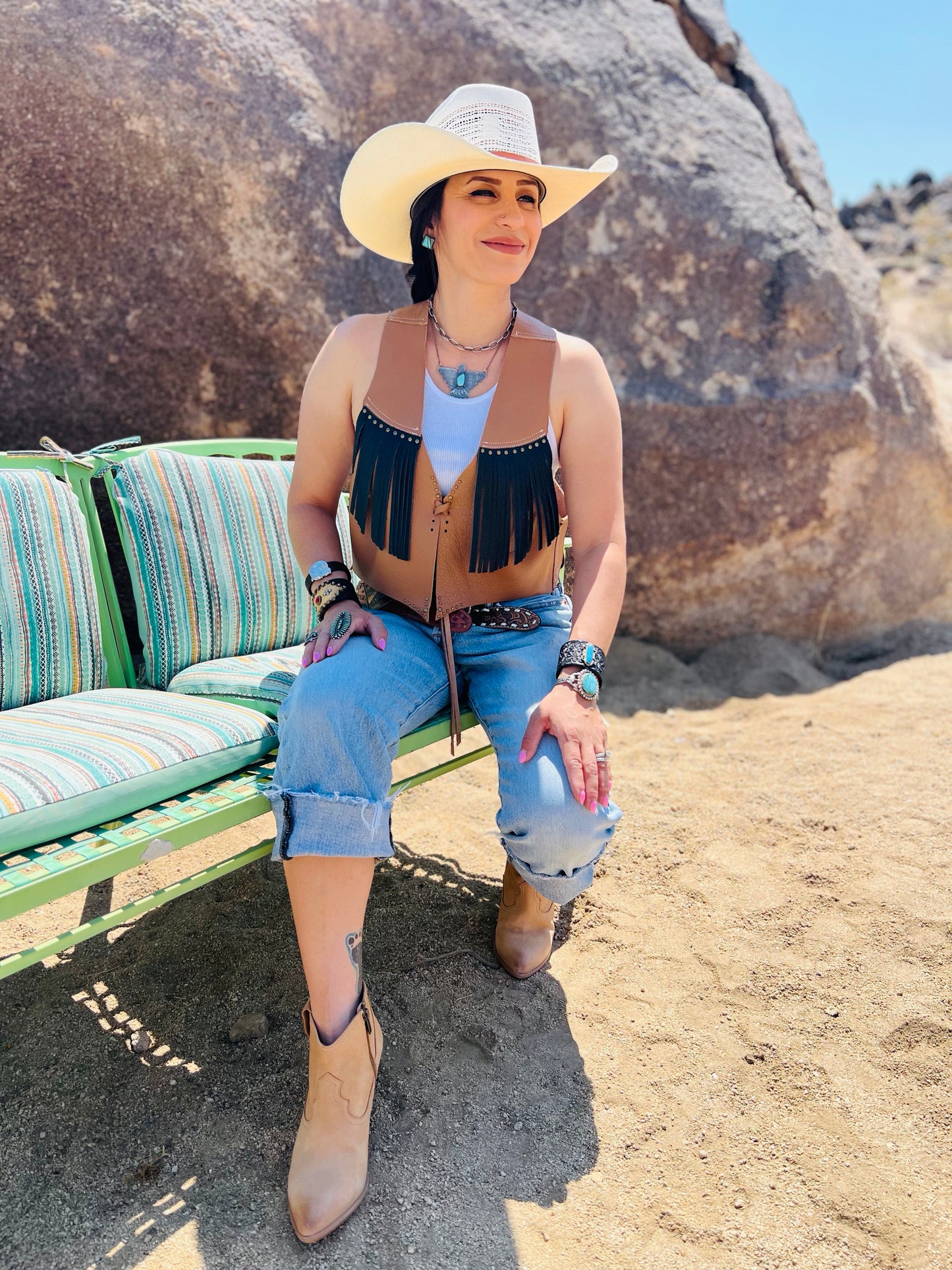 The “Wild Back Bronc Vest” Leather Fringed