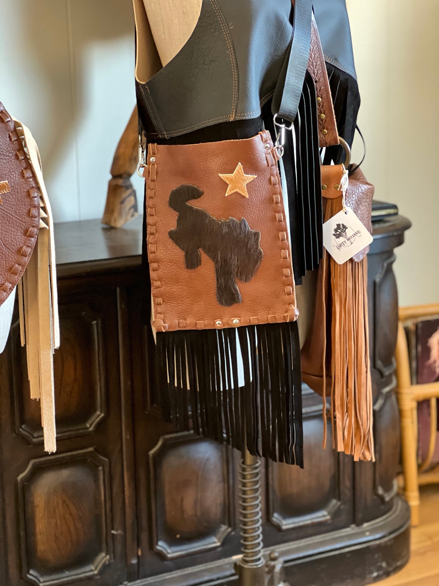 Mustang Bronco Hand Braided Leather Crossbody Bag