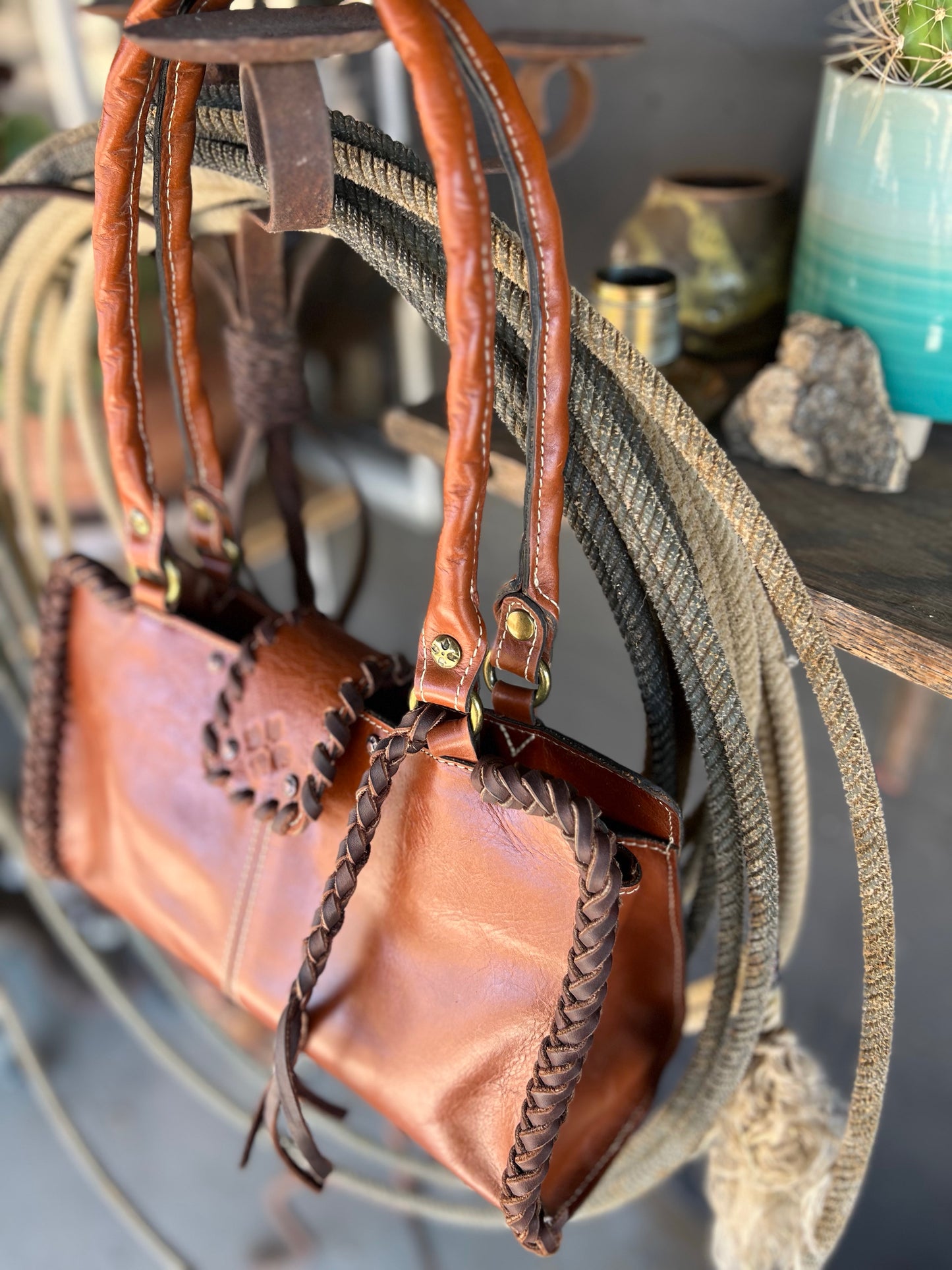 Patricia Nash Leather Desert-Laced Detail Handbag