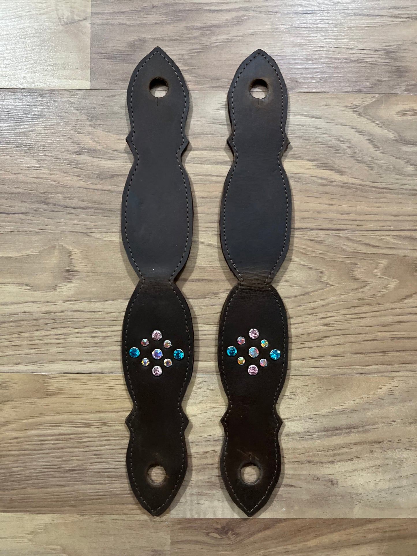 Mecate or Loop Reins Handmade Leather Rhinestone Slobber Straps for Horses