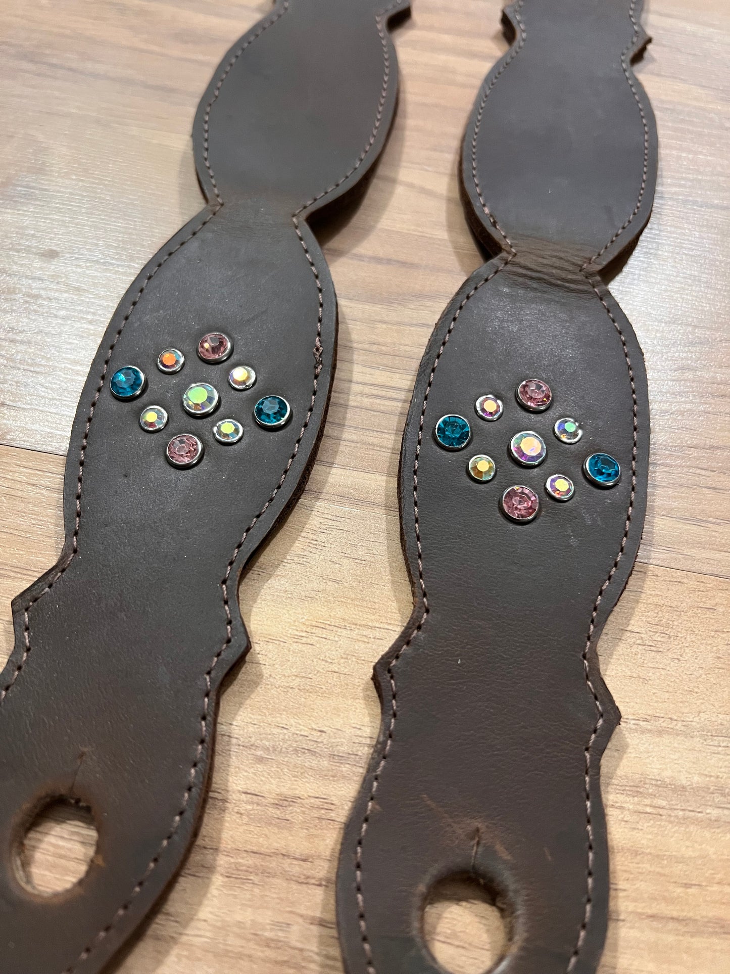 Mecate or Loop Reins Handmade Leather Rhinestone Slobber Straps for Horses