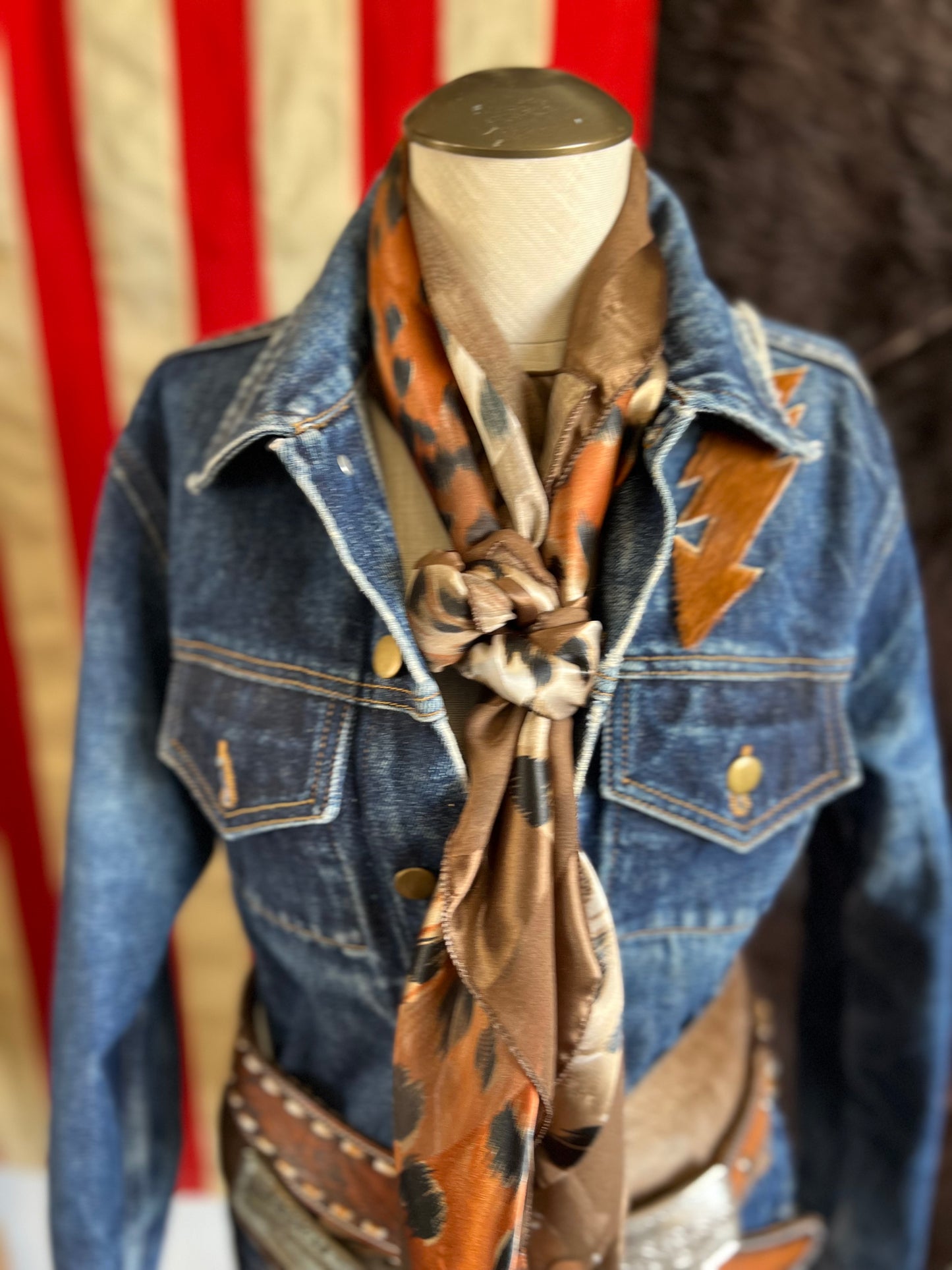 Desert Blazer Denim Jacket Firebird Patchwork