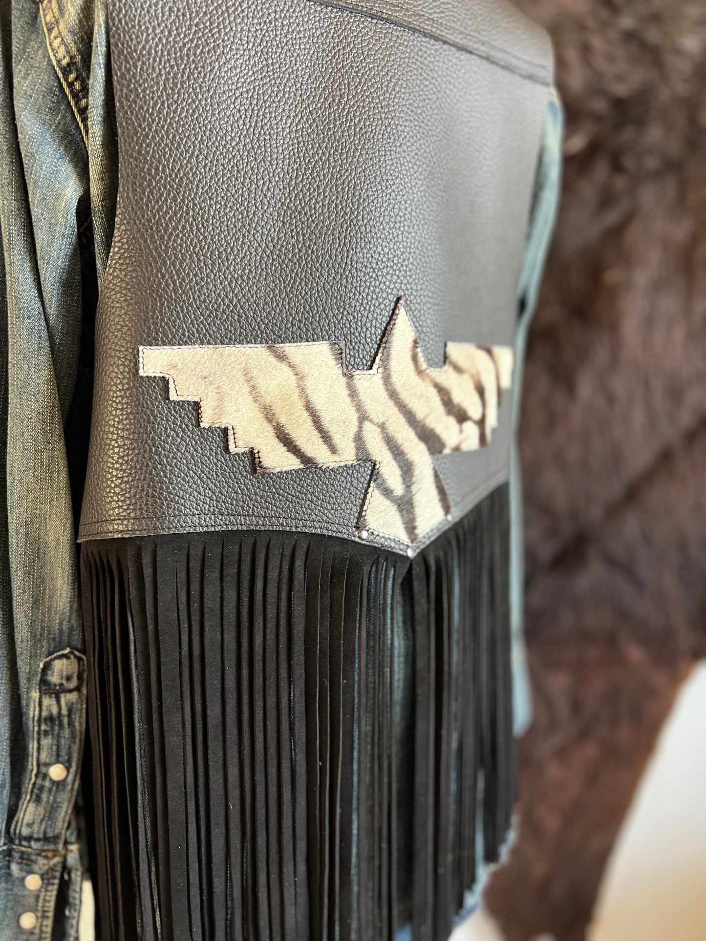 Leather Firebird Custom Fringe Cowhide Vest