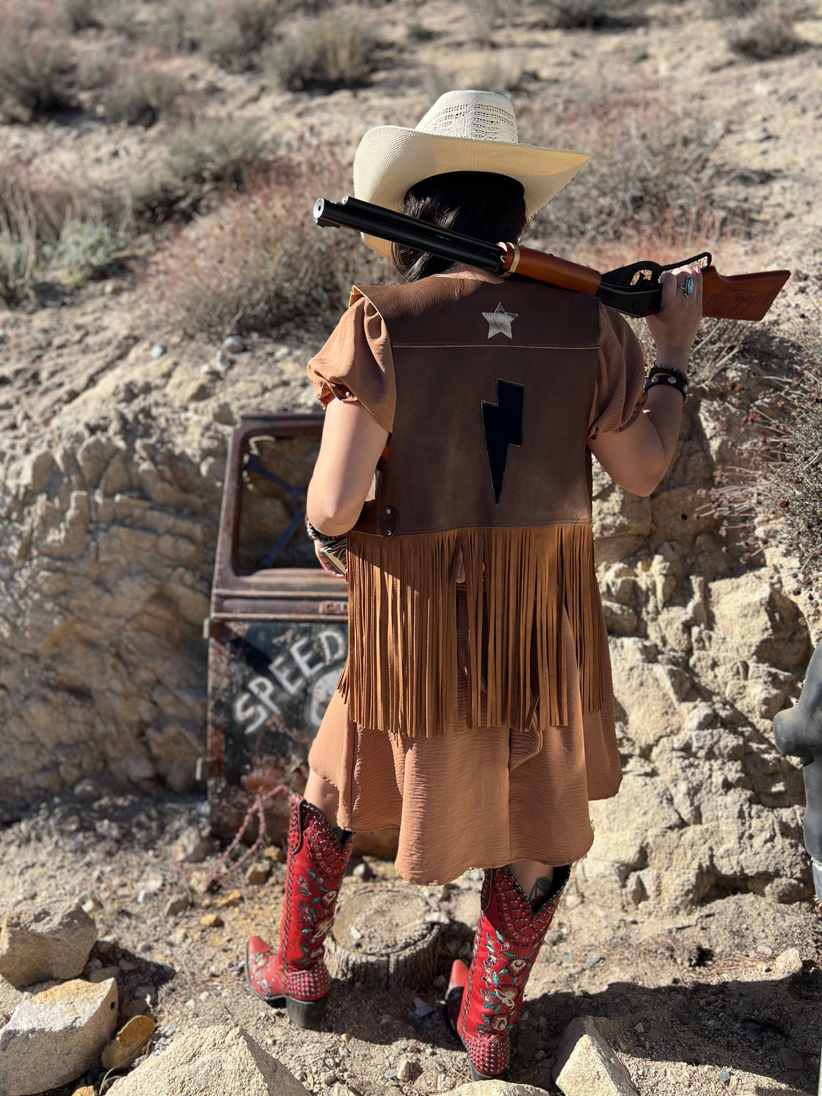 Dust Bowl Darling Leather Fringed Vest
