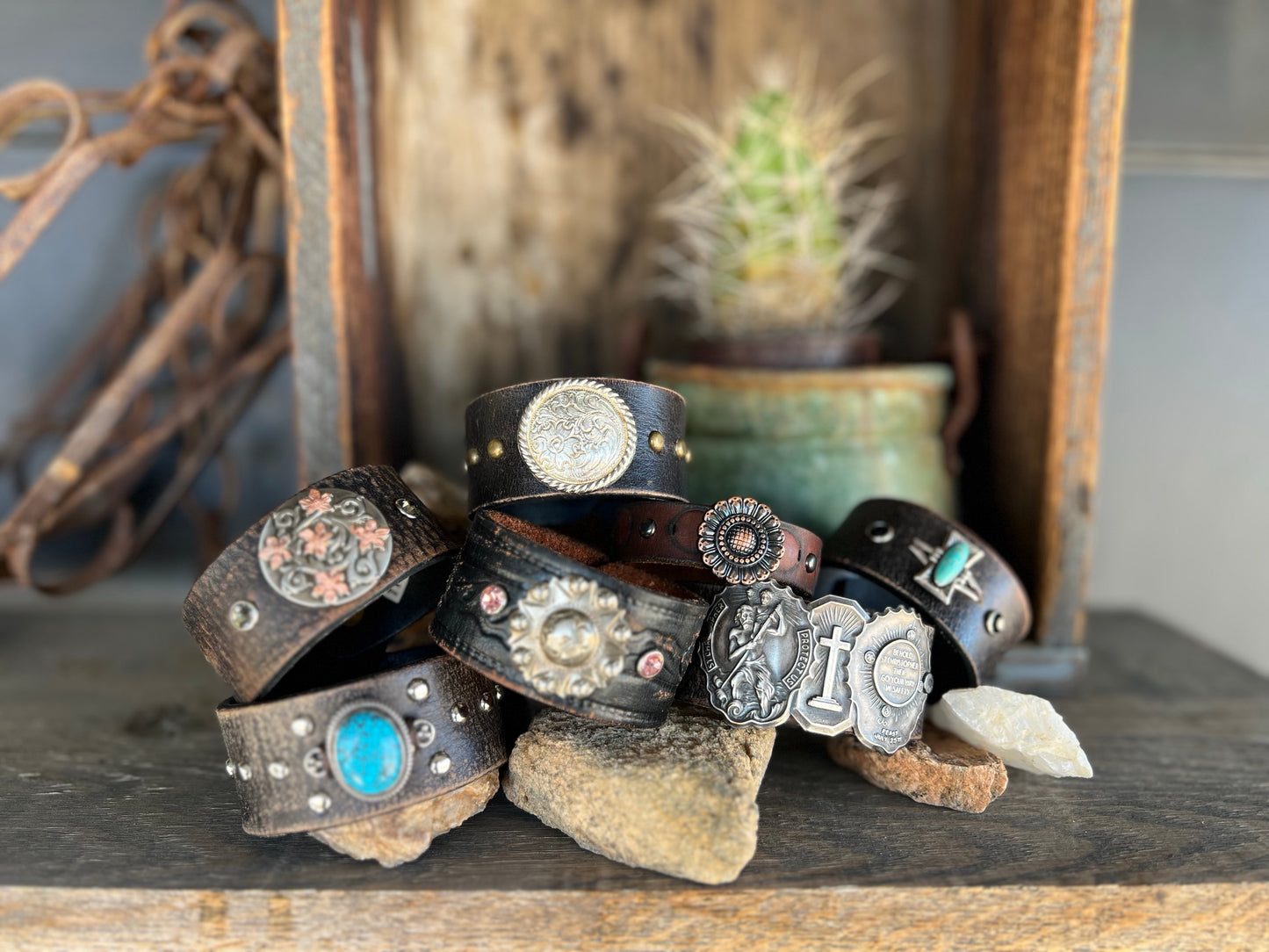 Dirty “Mojave Outlaw Cuffs” Leather Hand-Forged Western Bracelet