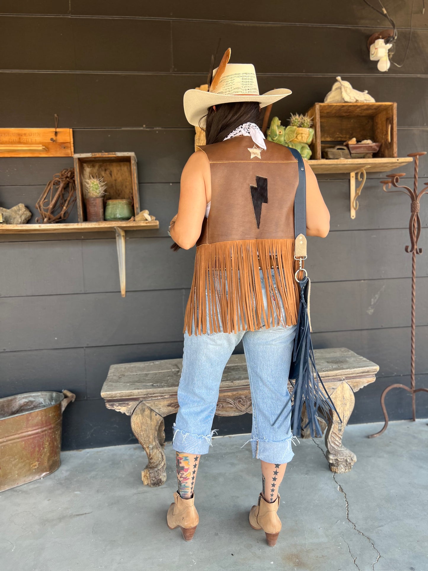 Dust Bowl Darling Leather Fringed Vest