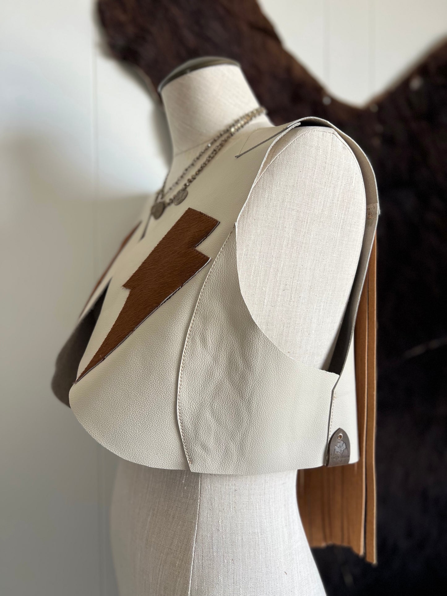 The “Wild Back” Vest Leather Fringe Dirty Mojave Leather