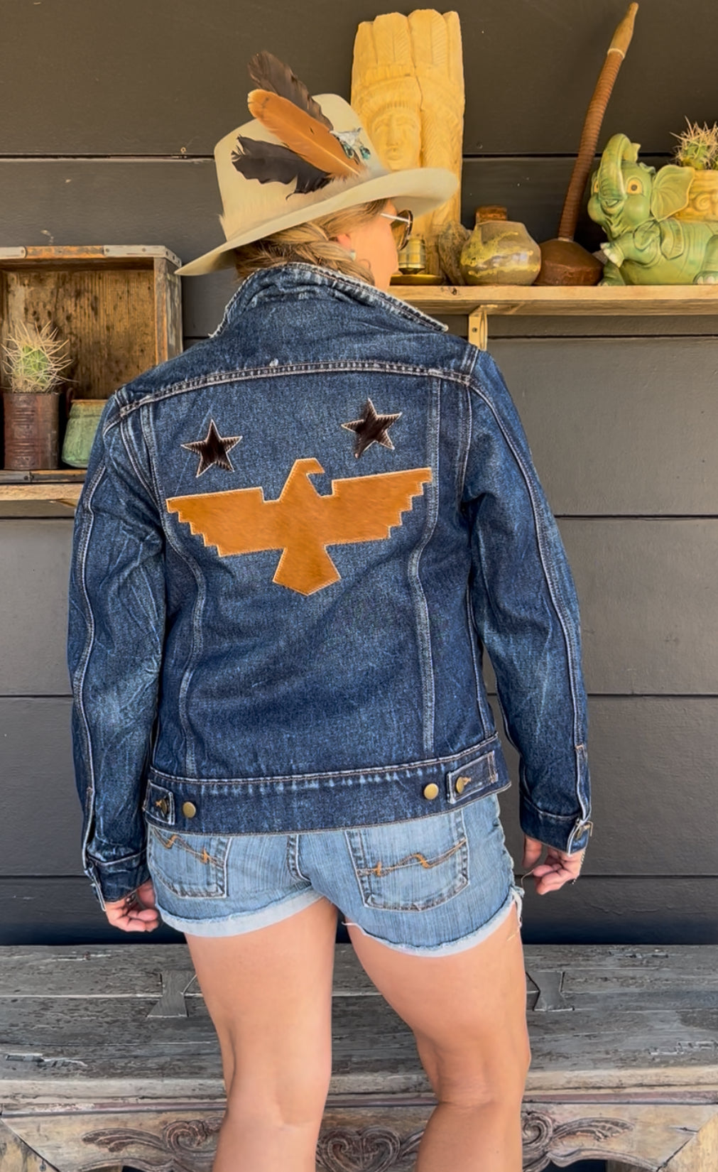 The Watcher - Vintage Denim, Cowhide & Lightning Detail Jacket