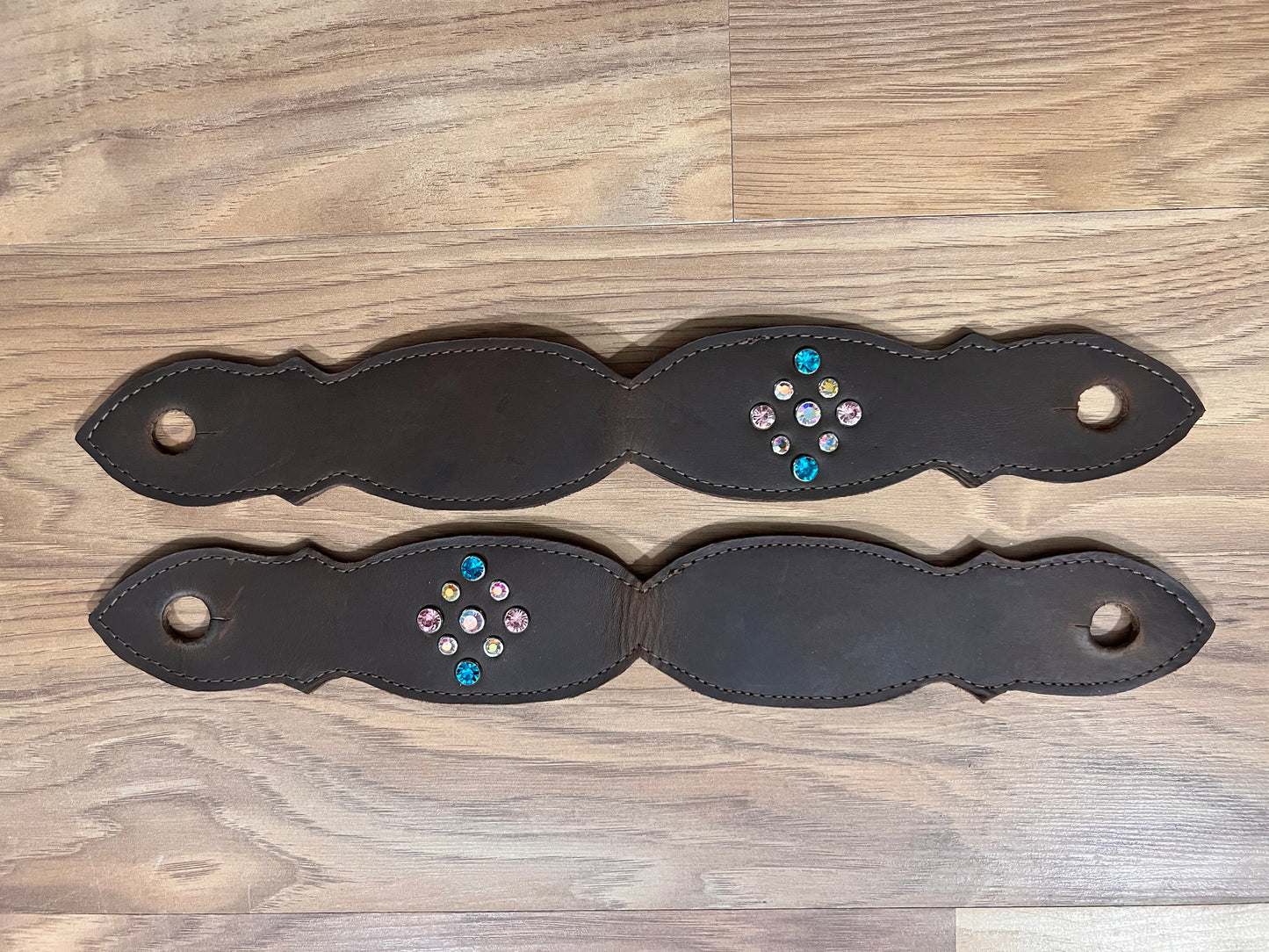 Mecate or Loop Reins Handmade Leather Rhinestone Slobber Straps for Horses