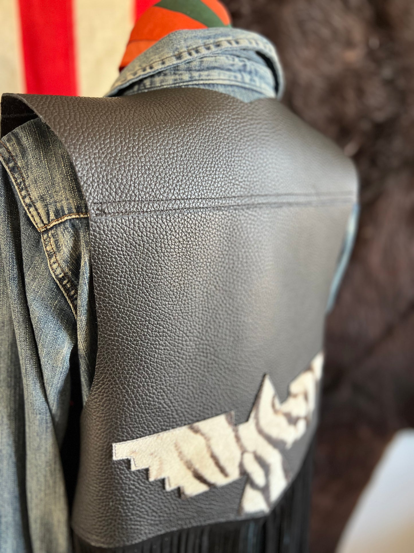 Leather Firebird Custom Fringe Cowhide Vest