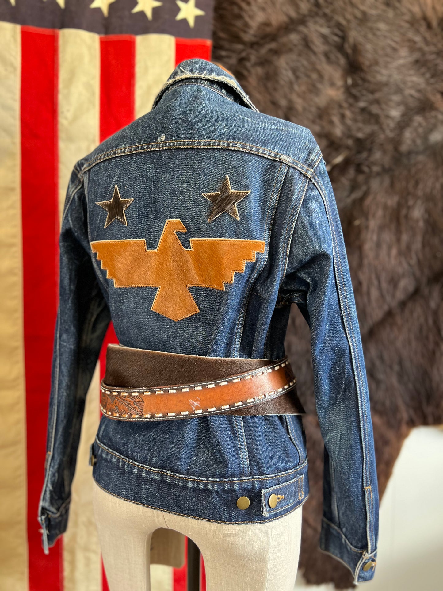 Desert Blazer Denim Jacket Firebird Patchwork